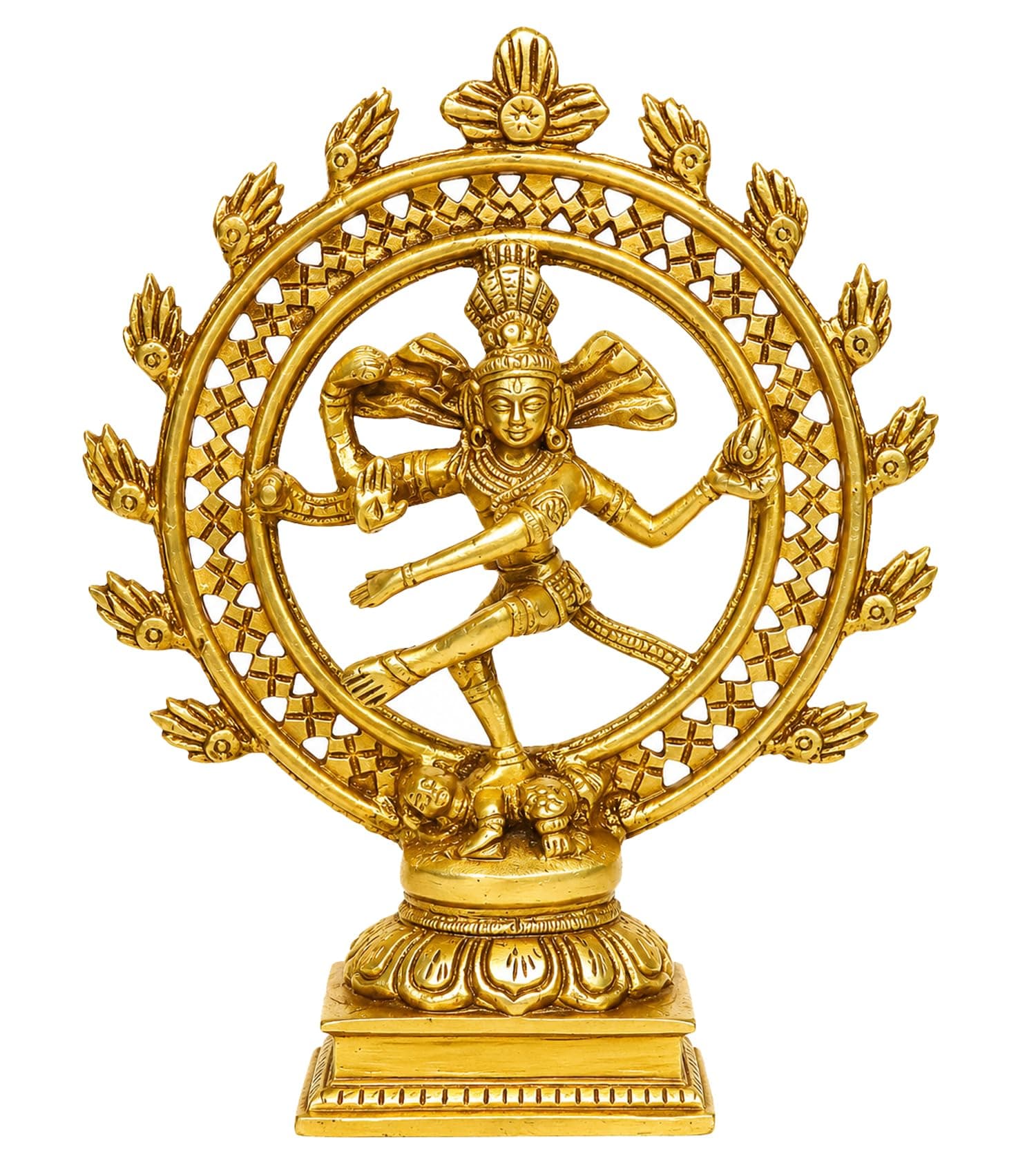 P.J.Handicrafts Brass Nataraja Statue – 6-Inch Dancing Shiva Idol for Home Decor, Office Prosperity and Artistic Spiritual Gift