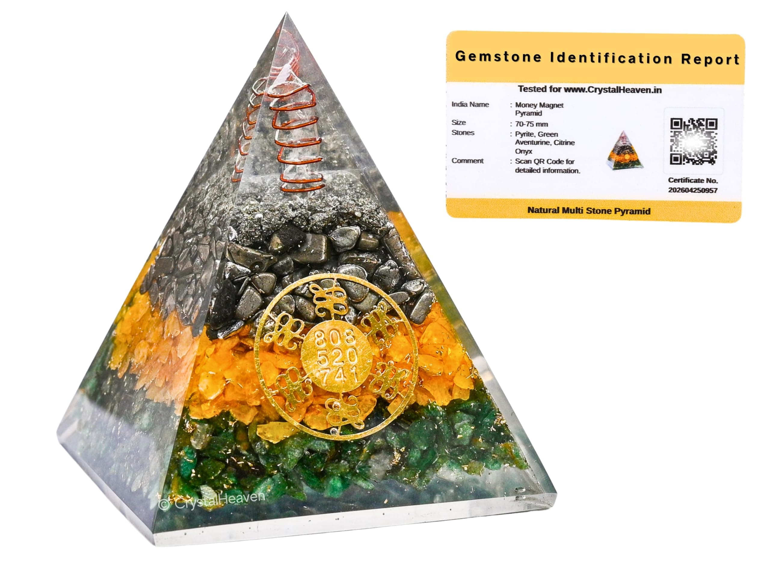 Money Magnet Pyrite Pyramid Vastu for Home - Certified Pyrite Citrine