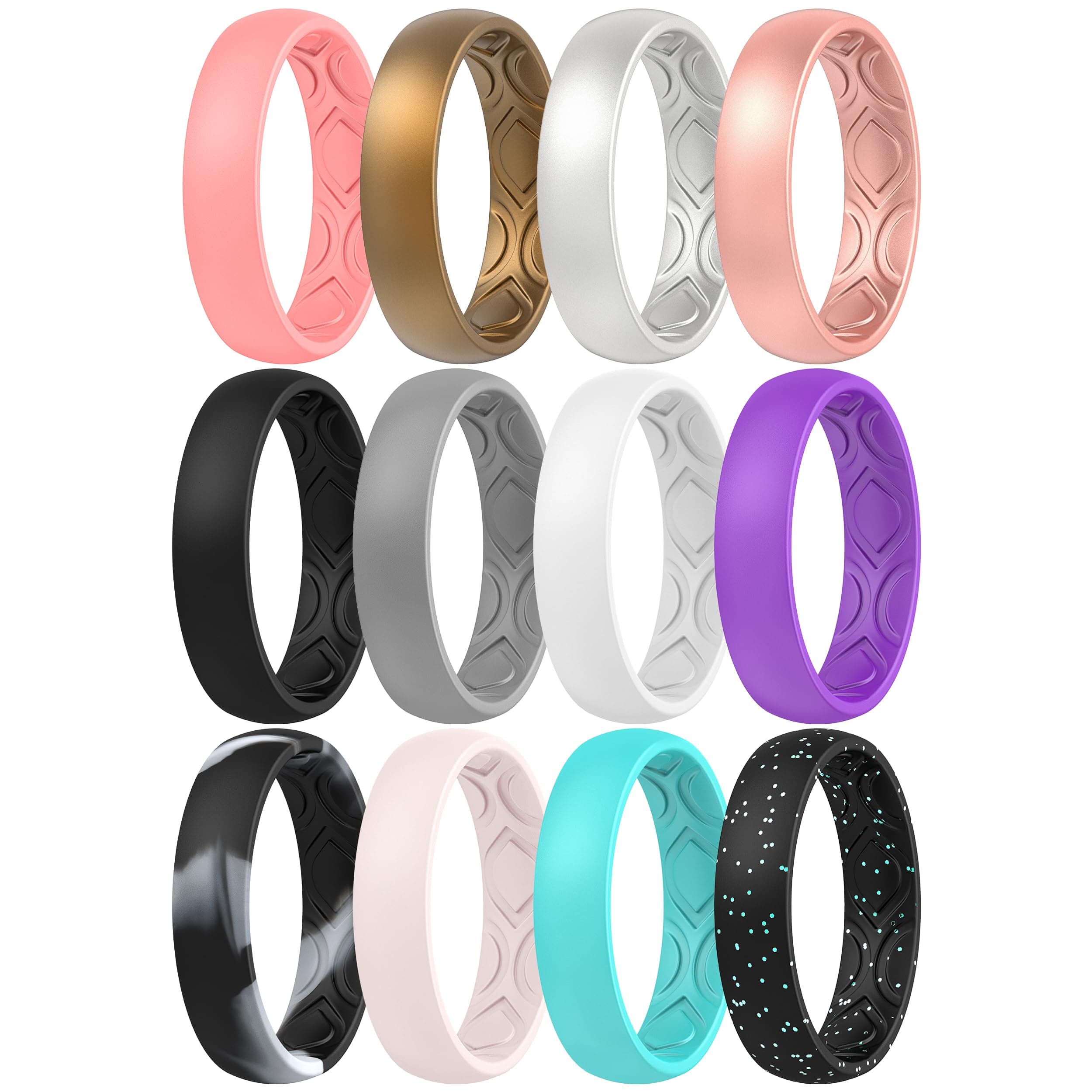 ThunderFit Women Breathable Air Grooves Silicone Wedding Ring Wedding Bands Promise Rings 5.5mm