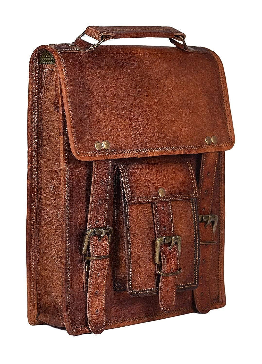 Vintage Fashion Men's and Women's Leather Handmade Sling Bag (Brown, 7 x 9 Inch)