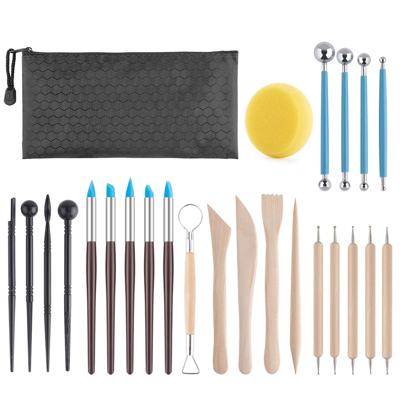 Luney Clay Tools Kit,25 Pcs Polymer Clay Tools,Ceramics Clay Sculpting Tools Kits,Air Dry Clay Tool Set For Adults,Kids,Pottery Craft,Baking,Carving,Drawing,Dotting,Molding,Modeling,Shaping,Black