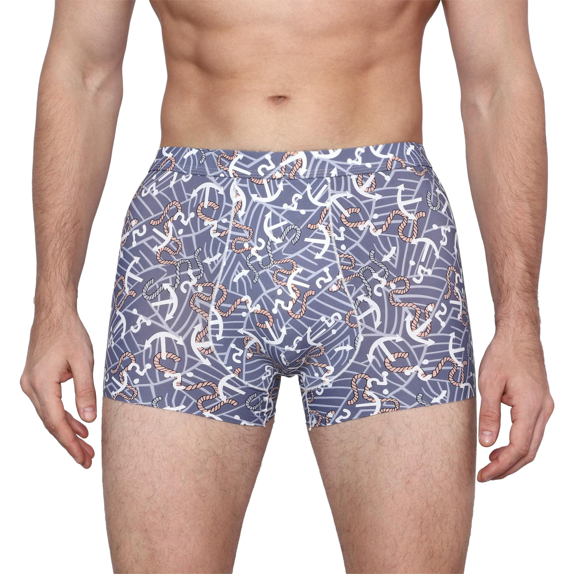 QUDDY Men's Casual Style Off White Micro Modal Regular Fit Printed Antimicrobial Trunks Active Trunk Anti Microbial, Comfortable Underwear for Everyday Multicolor8 Boxer Briefs (Size:-XL)