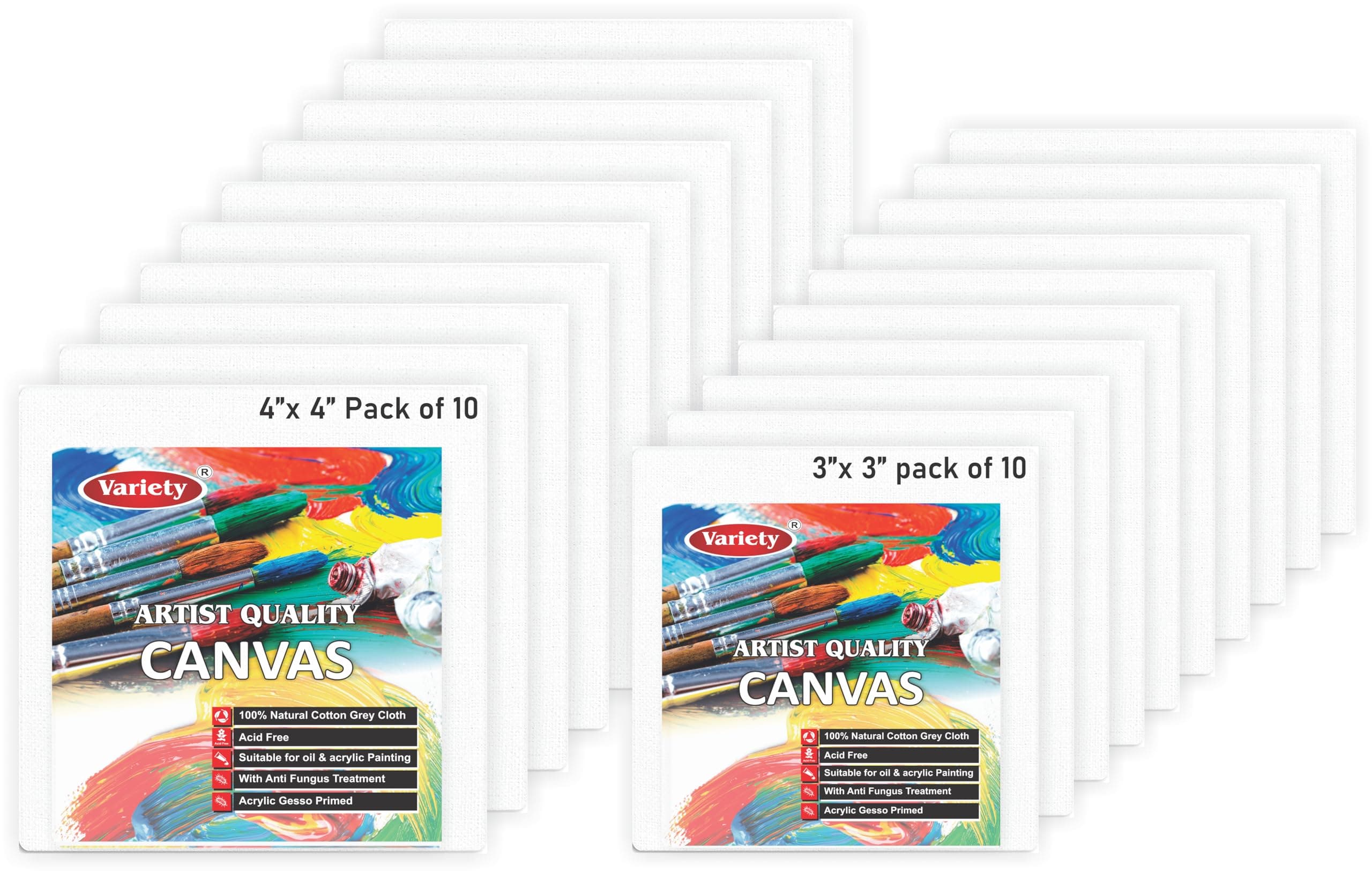 variety canvas cotton canvas, white 4x4 3x3 pack of 20