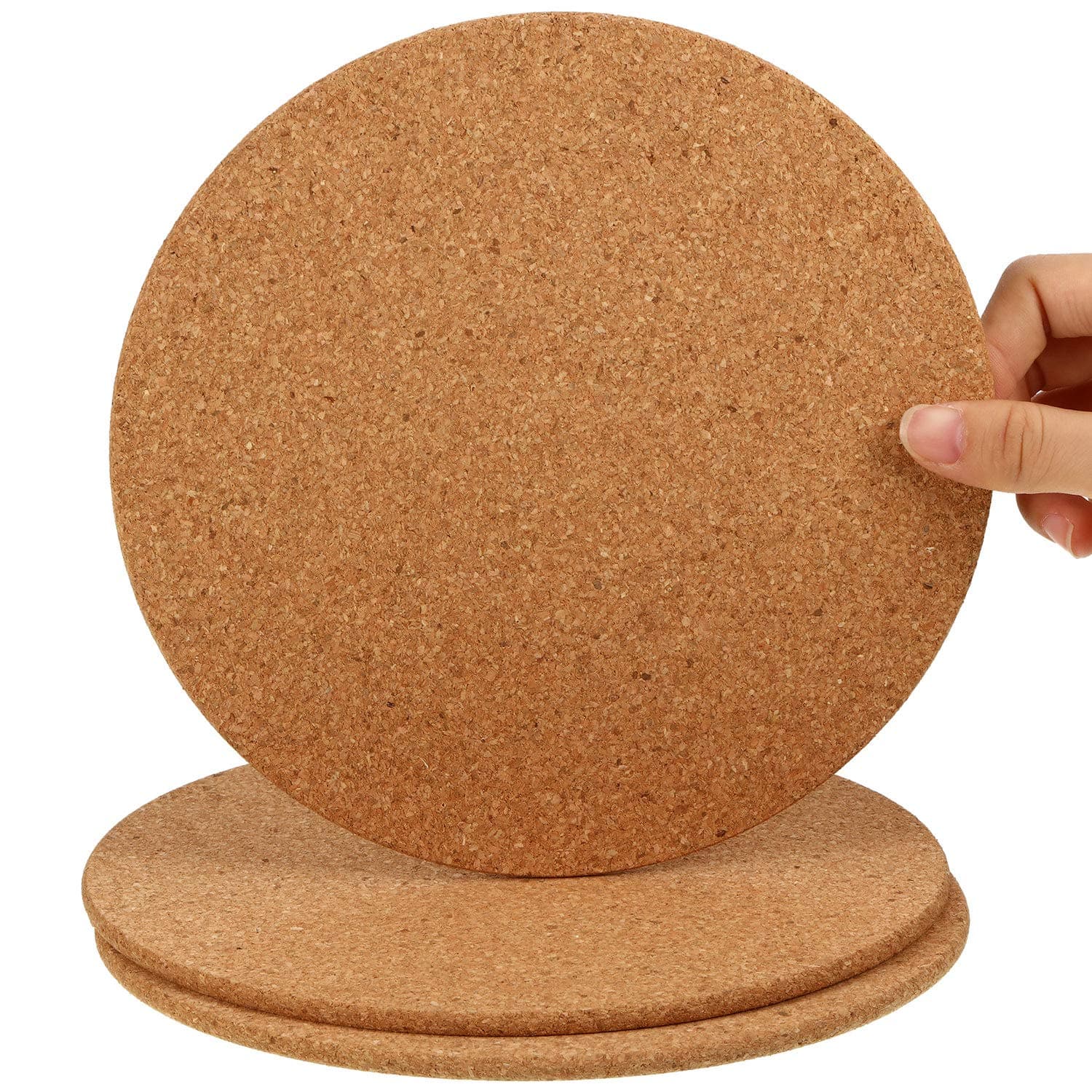 Boao Wooden Thick Cork Drink Coasters, for Home Bar Kitchen Restaurant Cafe Wedding Supplies (0.3 Inch Thick x 8 Inch Diameter, 3 Packs)