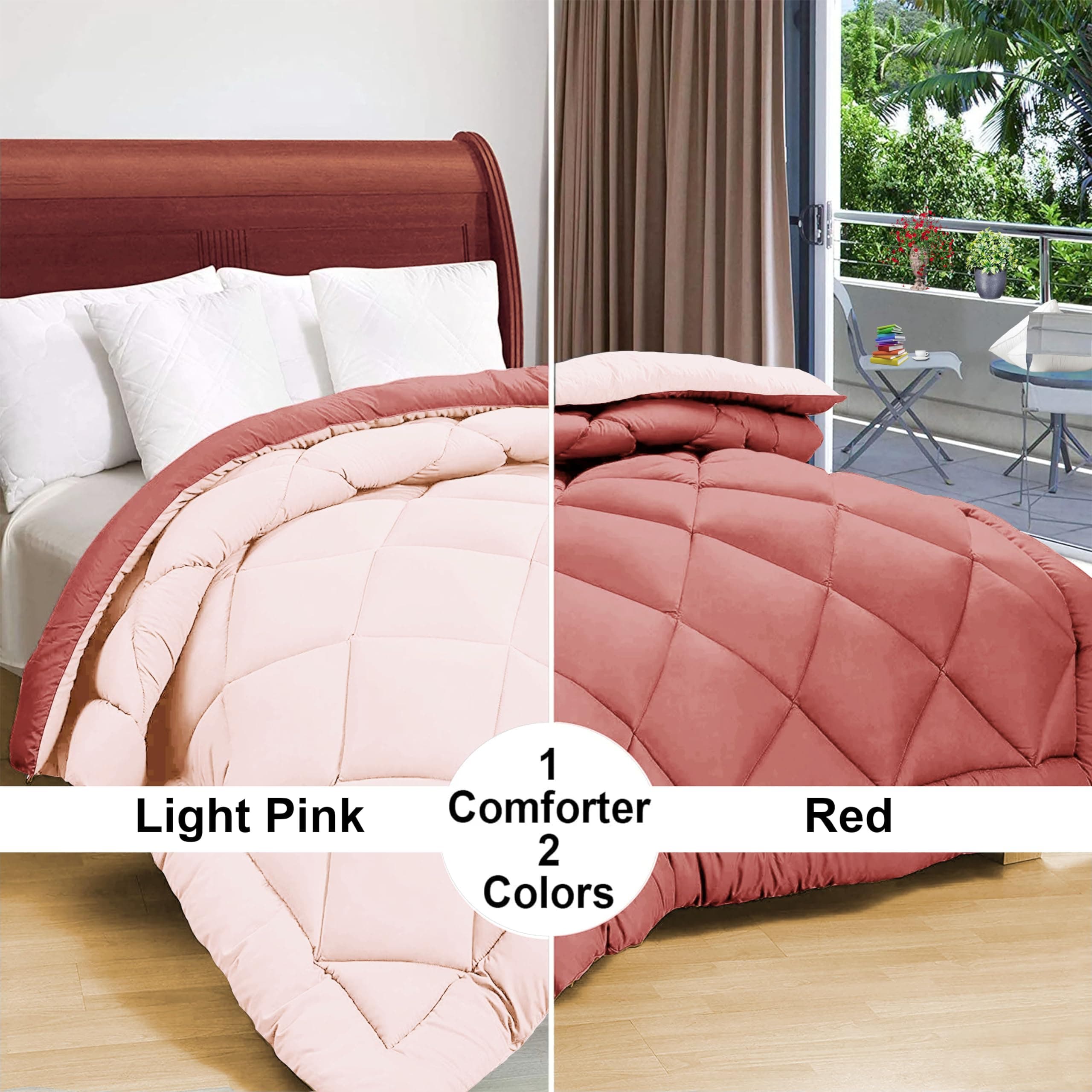 HOMEKART 220 GSM Microfiber Reversible Comforter for Single Bed,Ultra Soft, Skin-Friendly & Hypoallergenic Solid Blanket|Lightweight Cozy & Machine Washable