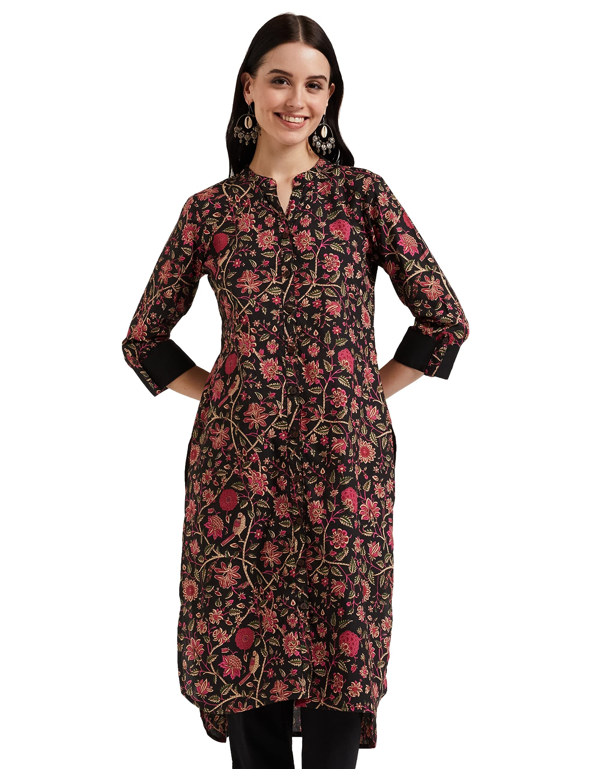Amazon Brand - Myx Women Printed Cotton Regular Fit Kurta (Available in Plus Sizes)