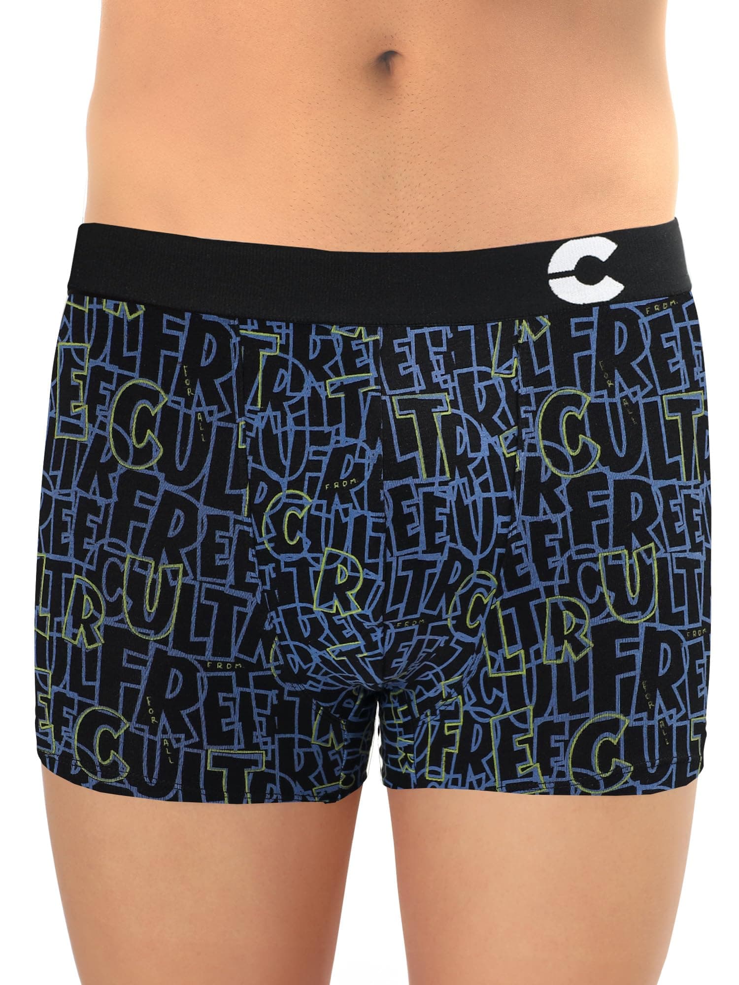 Freecultr Men’s Cotton Stretch Printed Trunks | Soft Breathable Innerwear with Stylish Logo Waistband | Comfort Fit Trunks for Everyday Wear