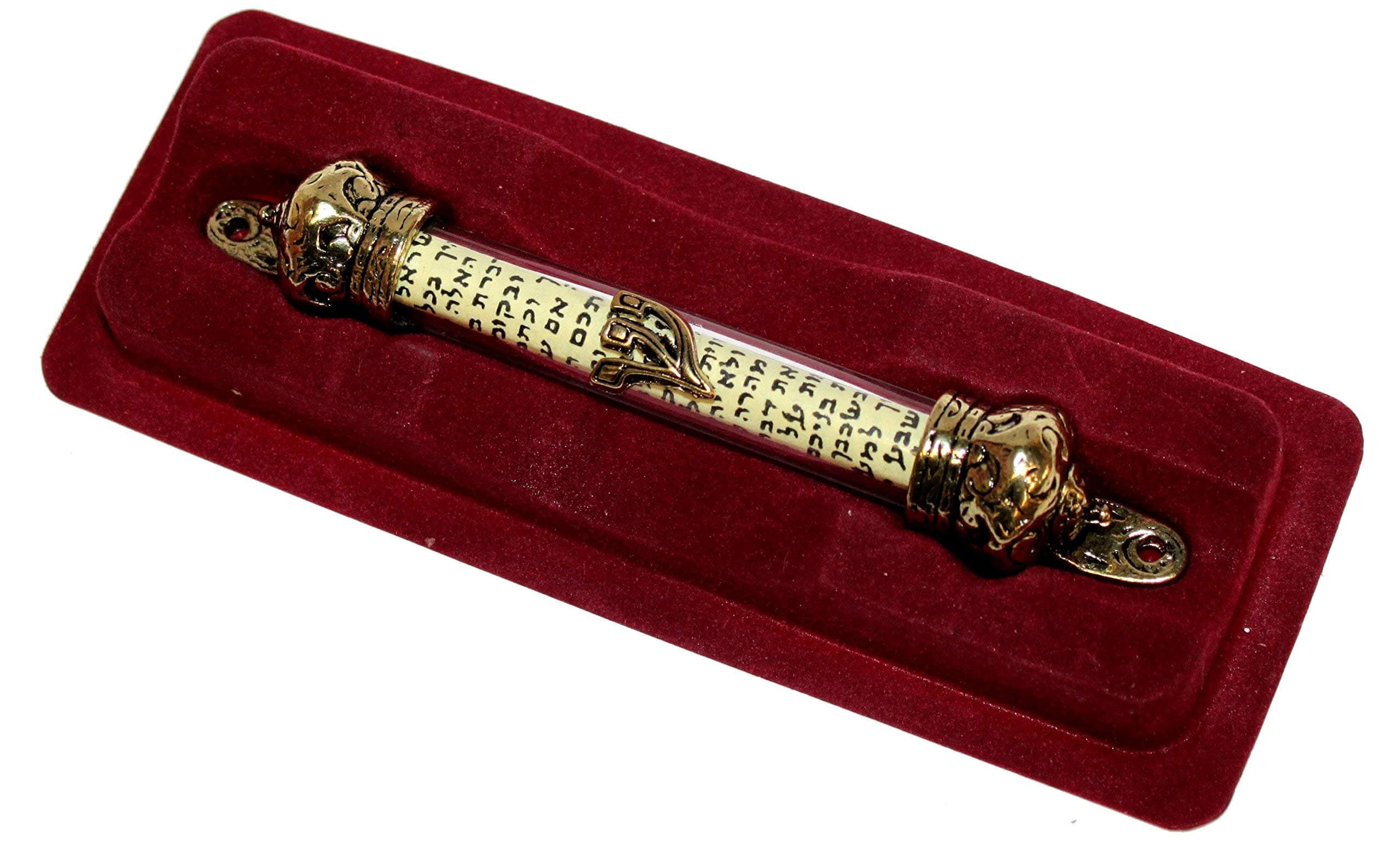 Gold Plated Mezuzah with Scroll ( 5 inches )