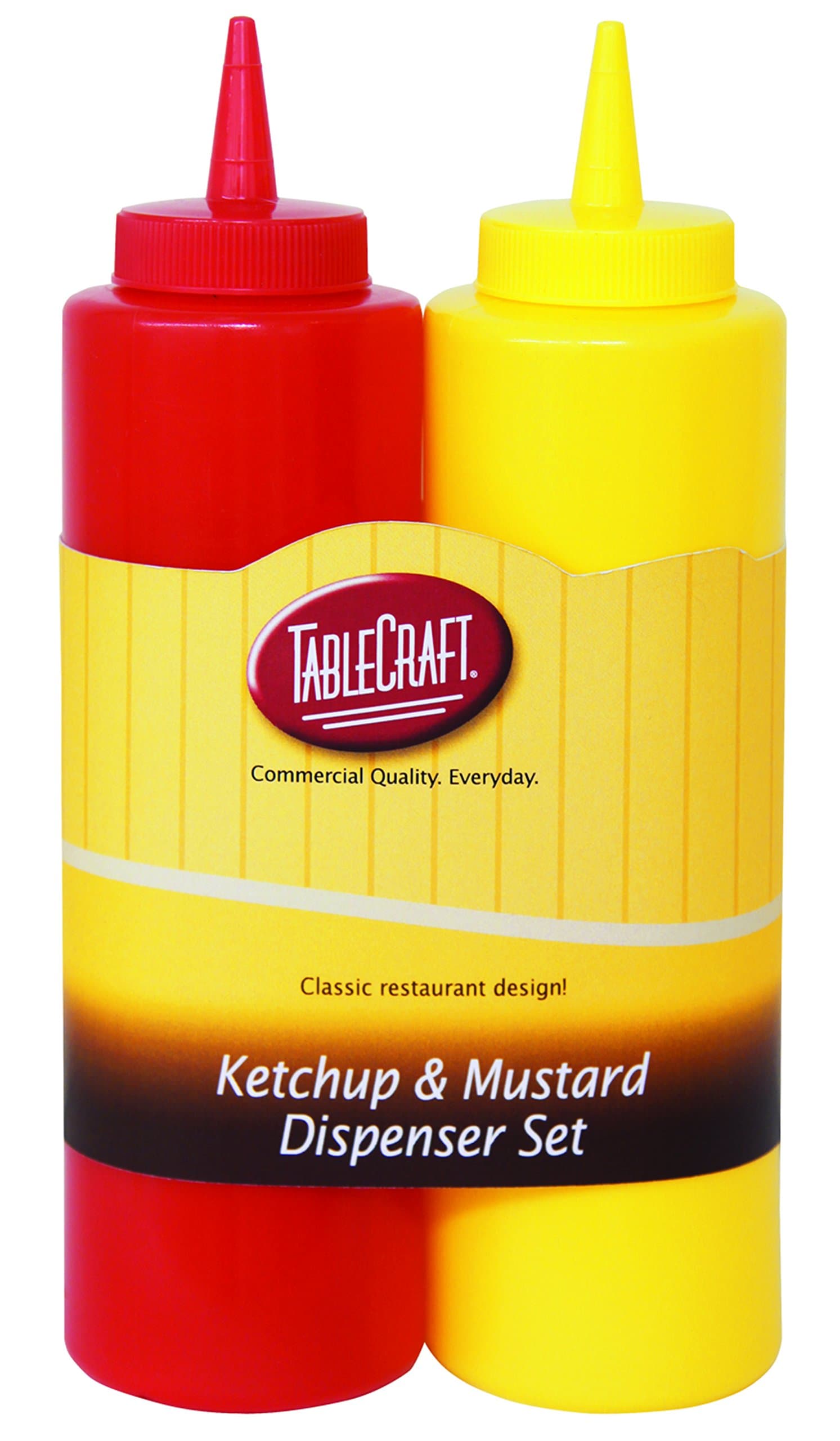 TableCraft Nostalgia 2-Piece Ketchup and Mustard Dispenser Set, 12-Ounce, Red/Yellow