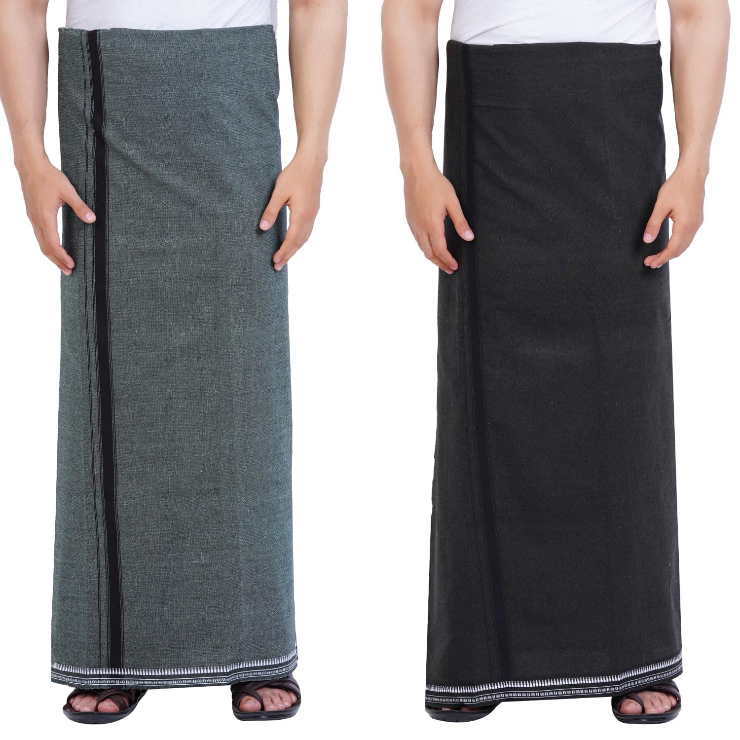RETRO Pure Cotton Fancy Border Colour Dhotis For Men (2.00 Meters)
