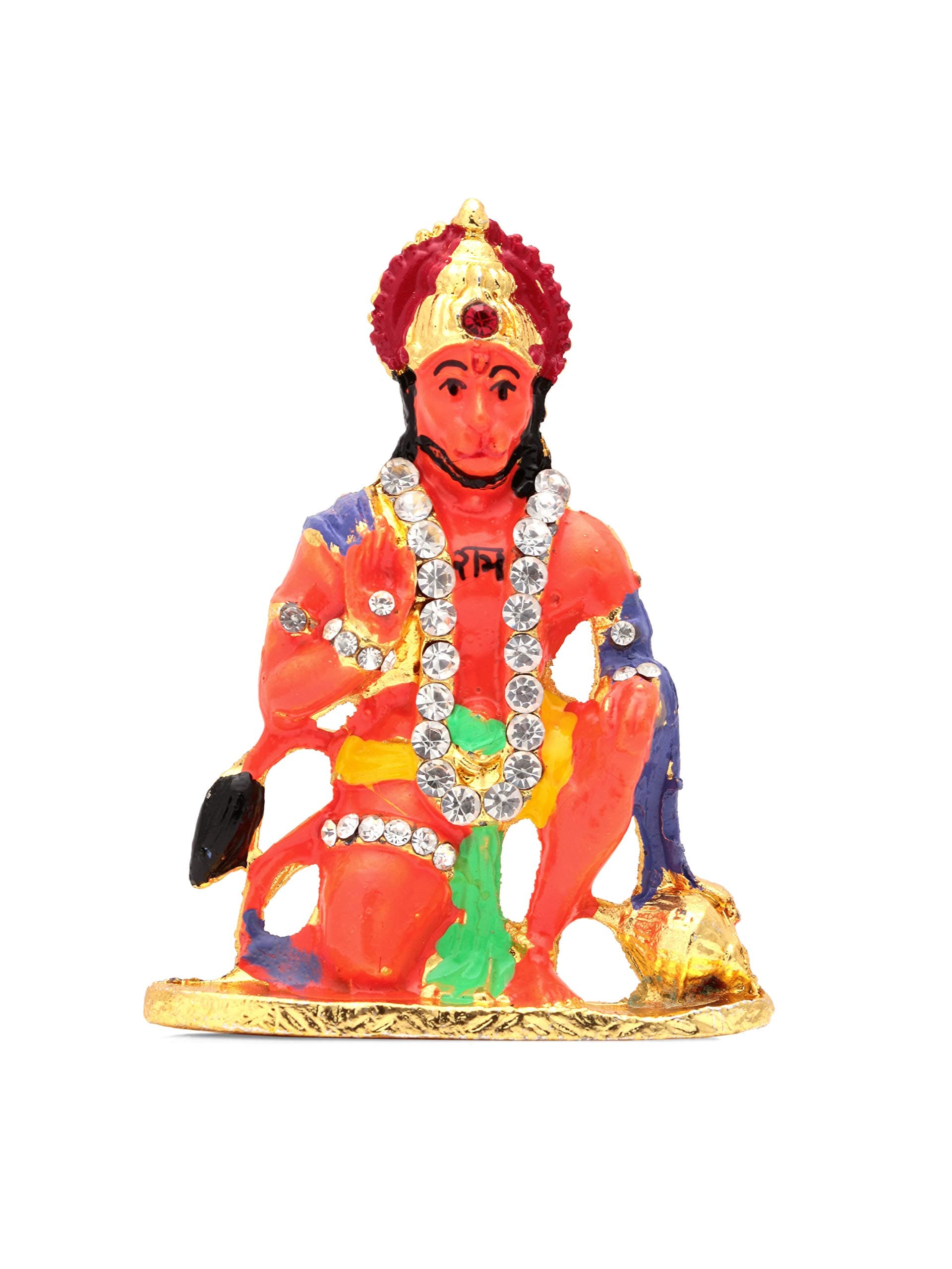 Collectible India Metal hanuman Idol, 3 x 2 inch, Multicolour