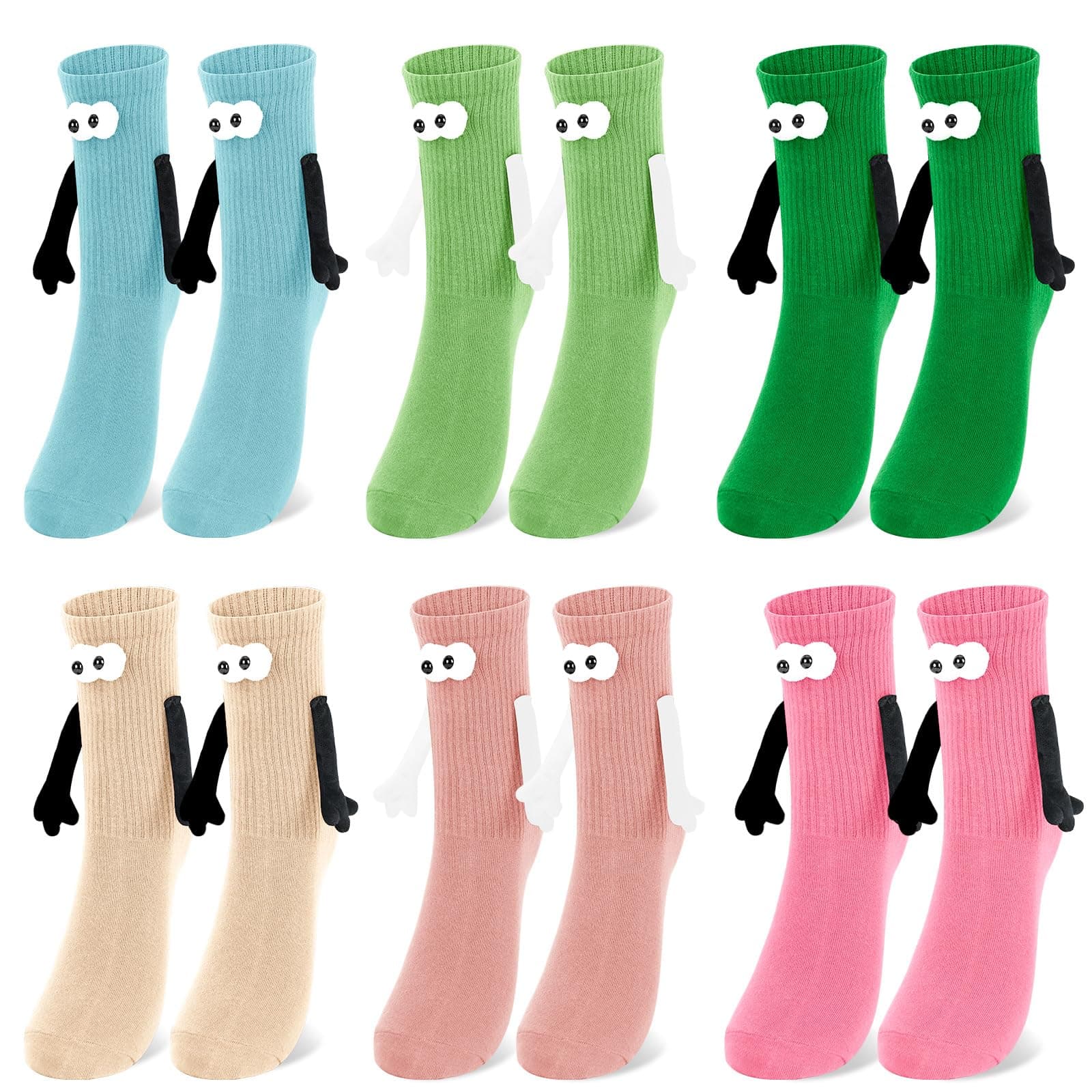 JarThenaAMCS 6 Pairs Holding Hands Socks Magnetic Hand in Hand Socks