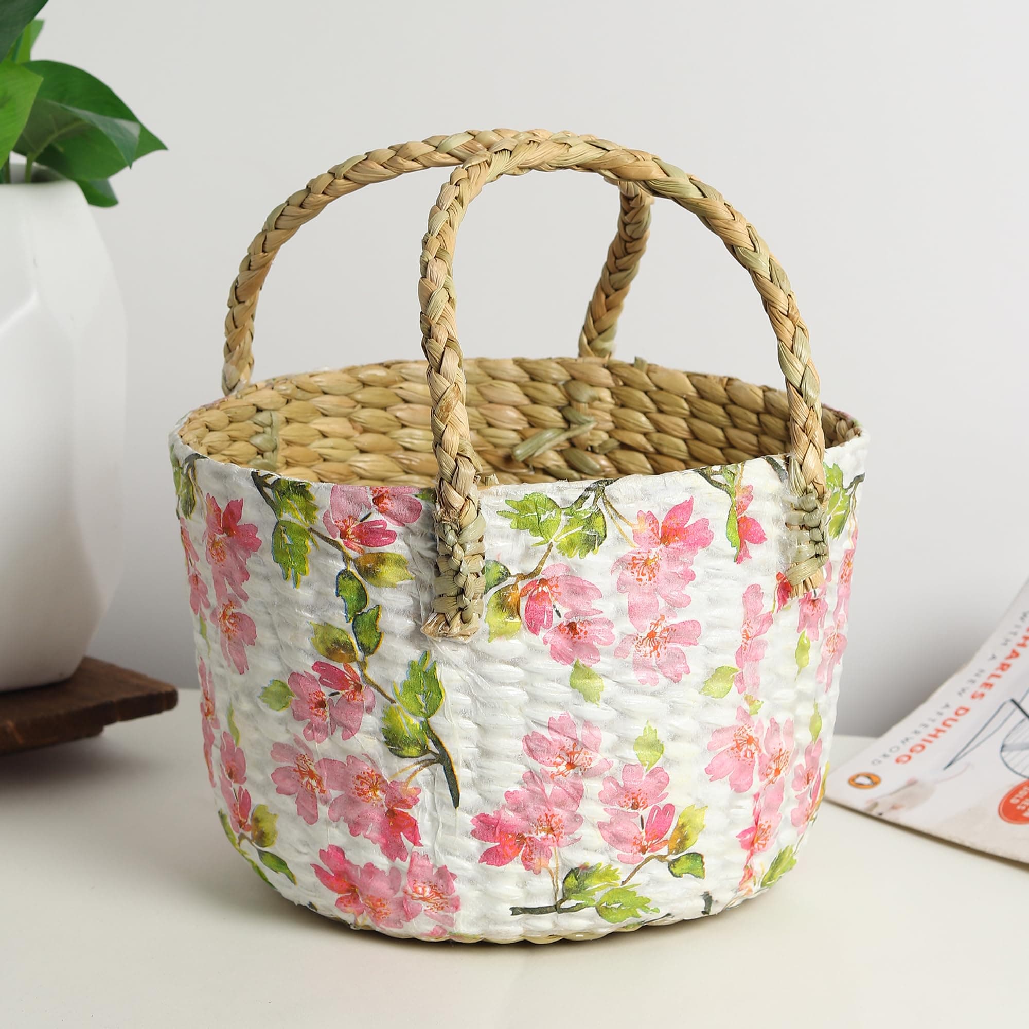 Habere India-All the Cultures Fabricating India Gift Hamper Baskets | Cane Round Hamper | Fruit Baskets | Organiser Basket | Baby Basket for Clothes