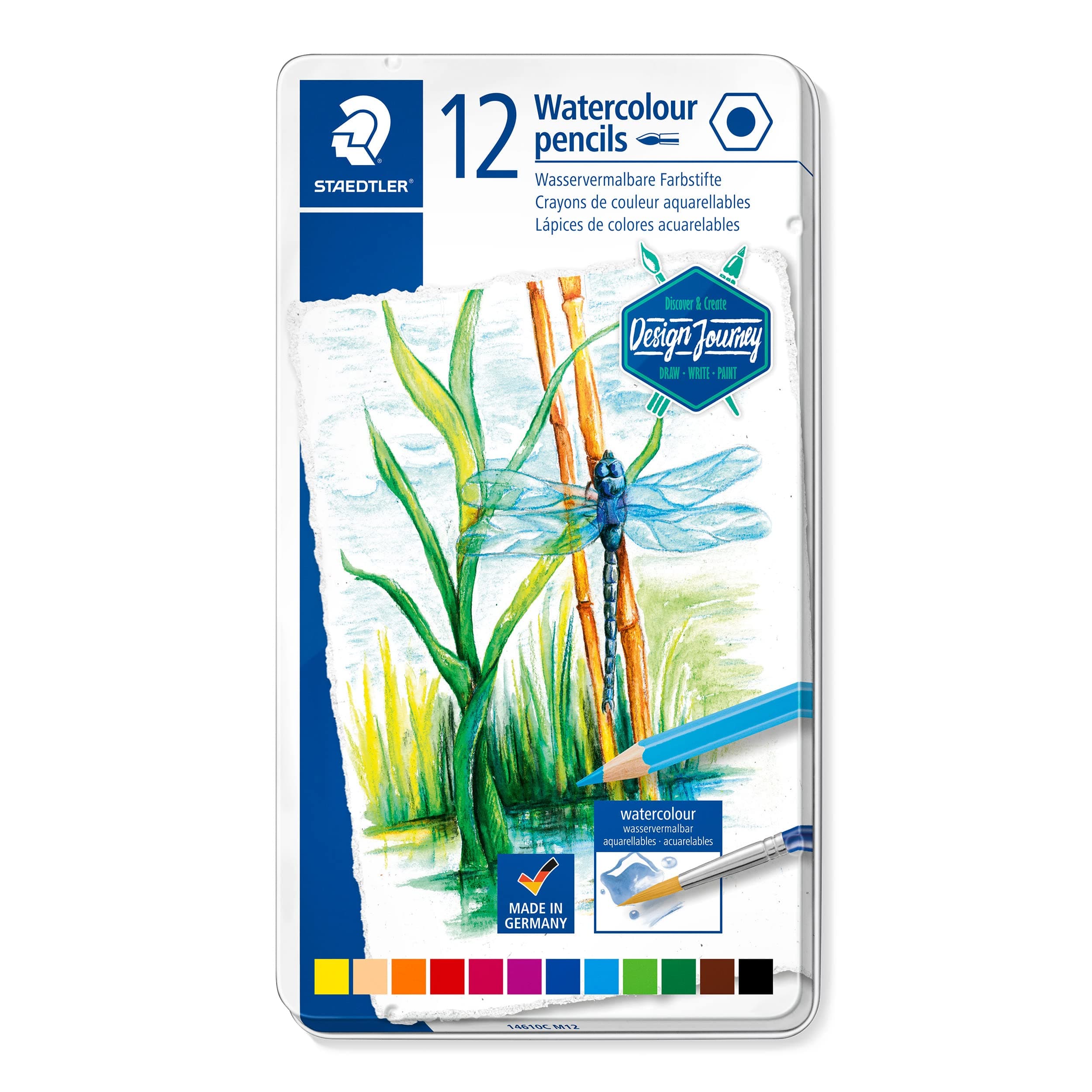 Staedtler Premium Watercolour Pencils 12 Colours in Metal Box Packing