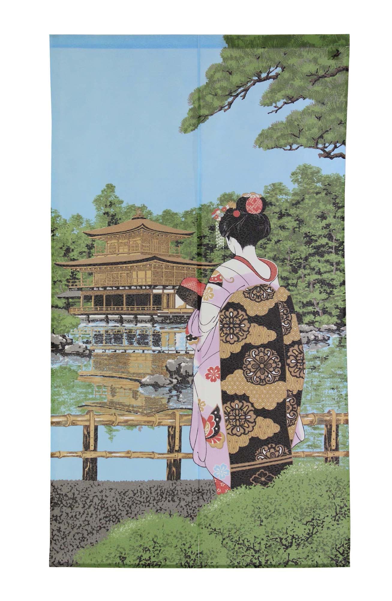 Made in Japan Noren Curtain Tapestry Maiko Kinkakuji