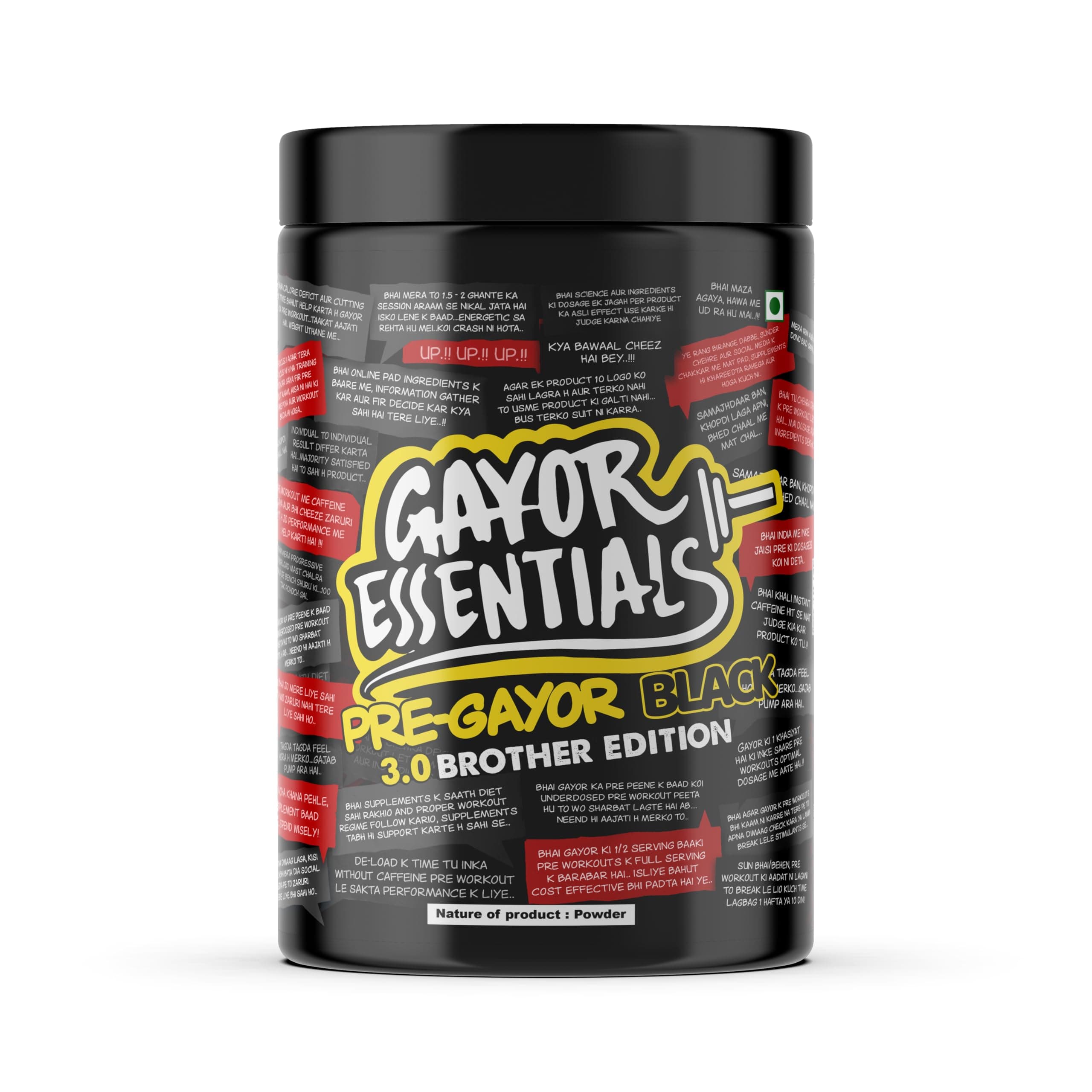 Gayor Essentials Pre Gayor 3.0 Brother Edition Strong Energy Booster with HydroPrime, TyroPure, TruBeet, Nitrosigine, AstraGin Properly Dosed Advanced Caffeine Preworkout