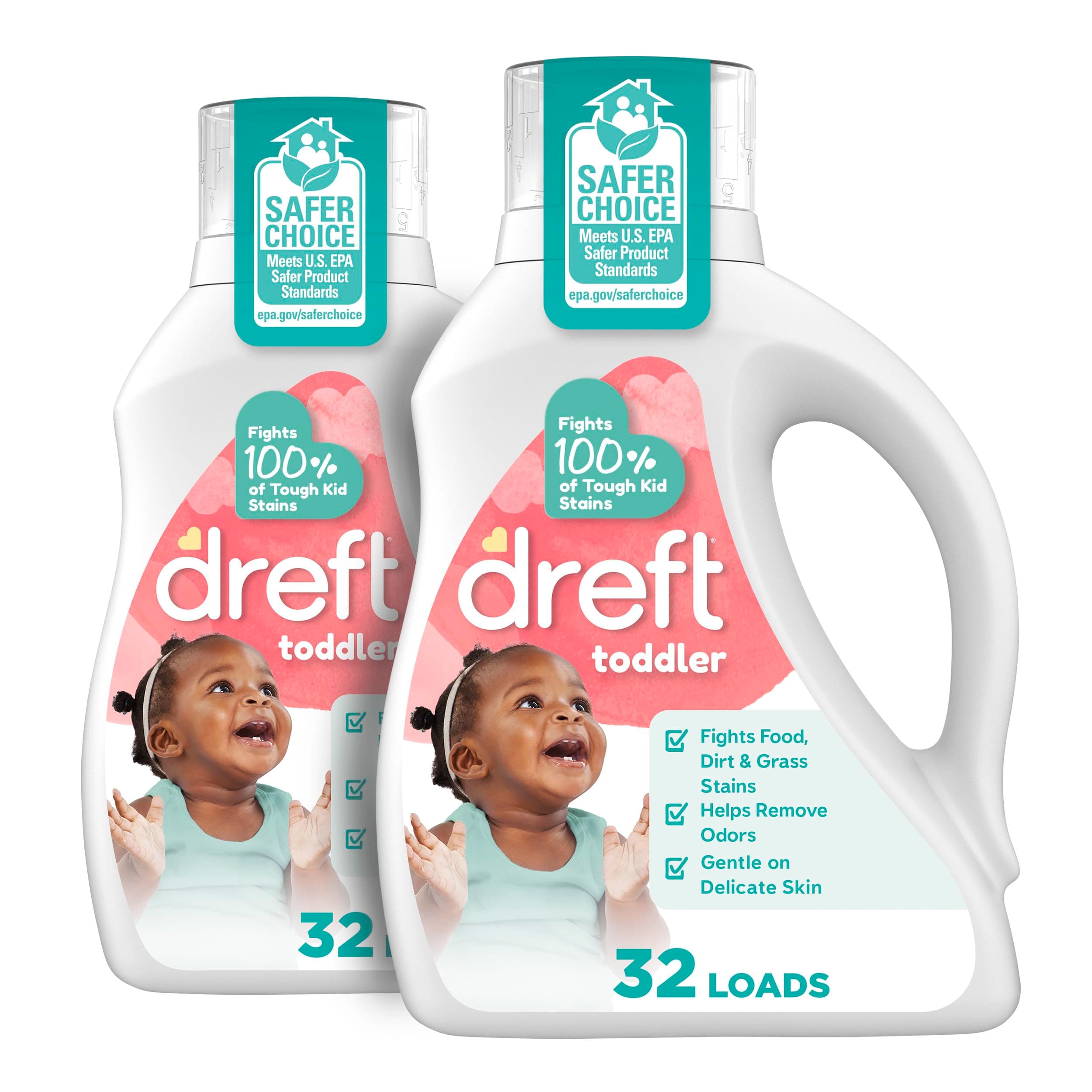 Dreft Stage 2: Active Hypoallergenic Liquid Baby Laundry Detergent (HE), 50 Ounces (32 Loads), 2 Count