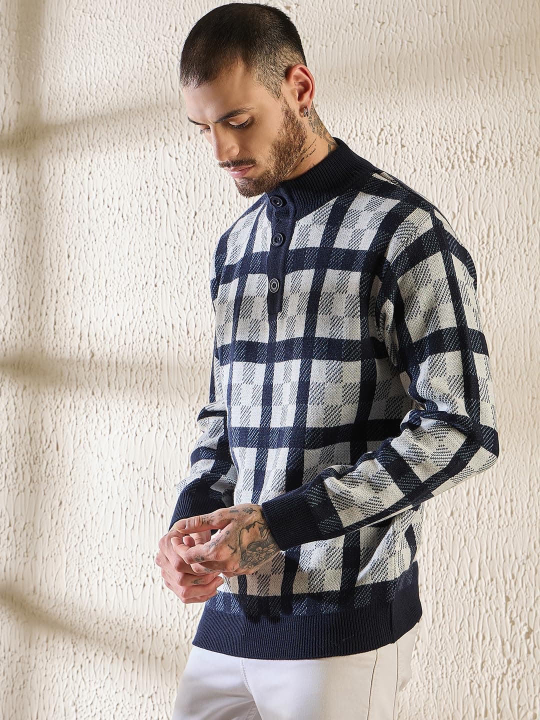 Pivl Men's Winter Half Button Open Sweater