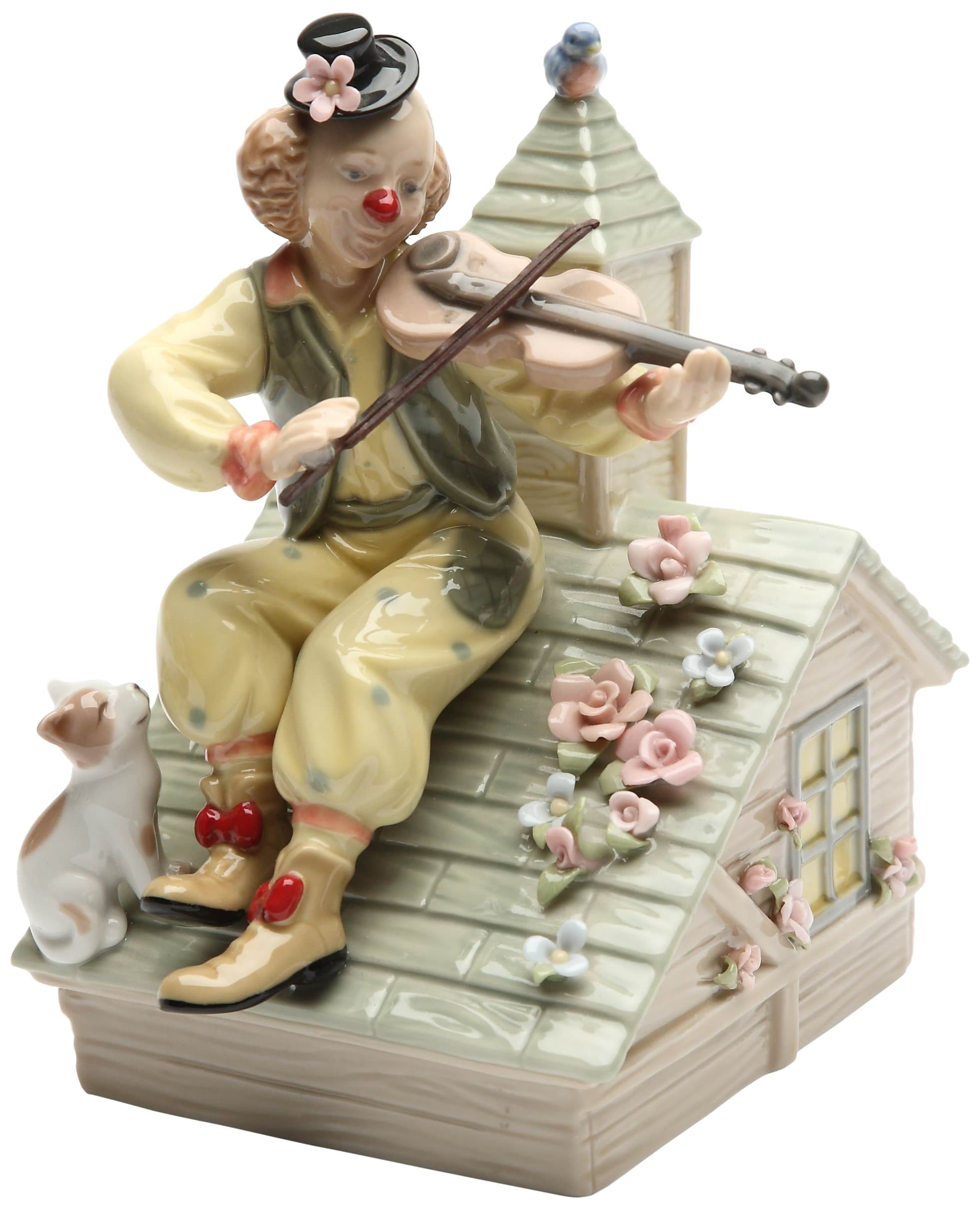 Cosmos Gifts 20867 Clown with Violin Musical Ceramic Figurine, 16cm