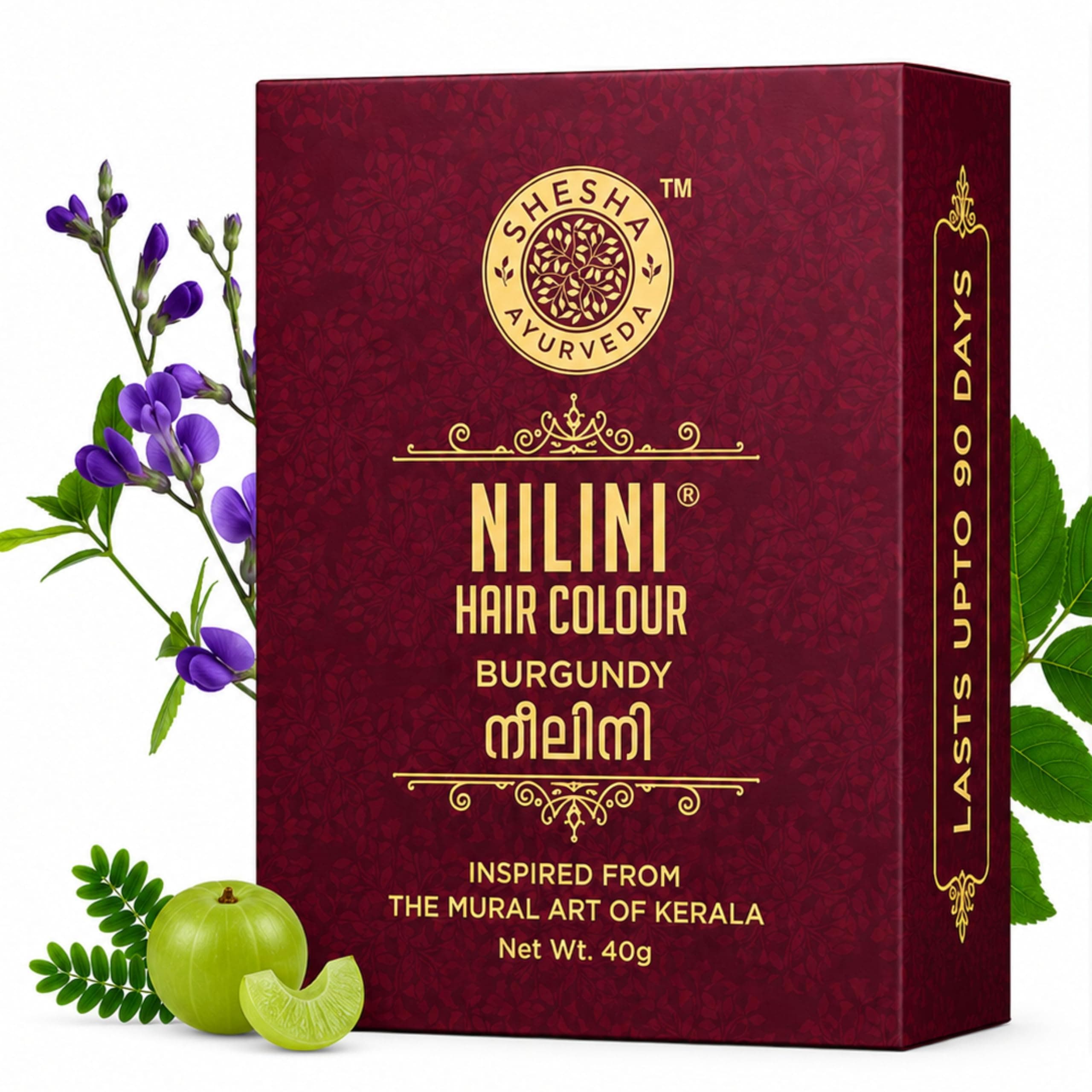 Shesha Ayurveda Nilini Hair Colour - Ayurvedic, No Ammonia, No Peroxide, No Perborates, No Bleach,Natural Burgundy Colour (40g)