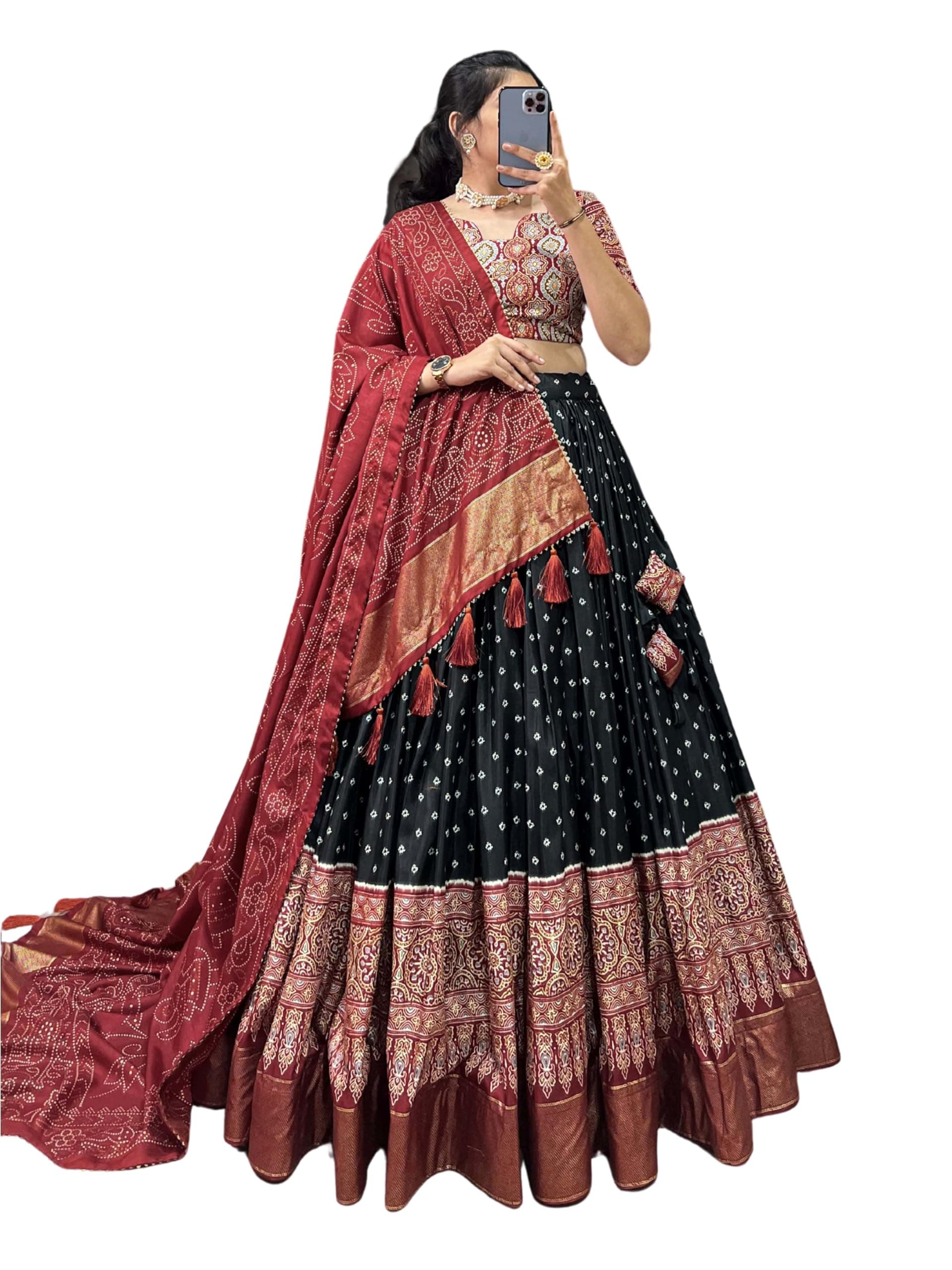 Women's Designer Dola Silk Lehenga Choli Patola Print with Foil Work
