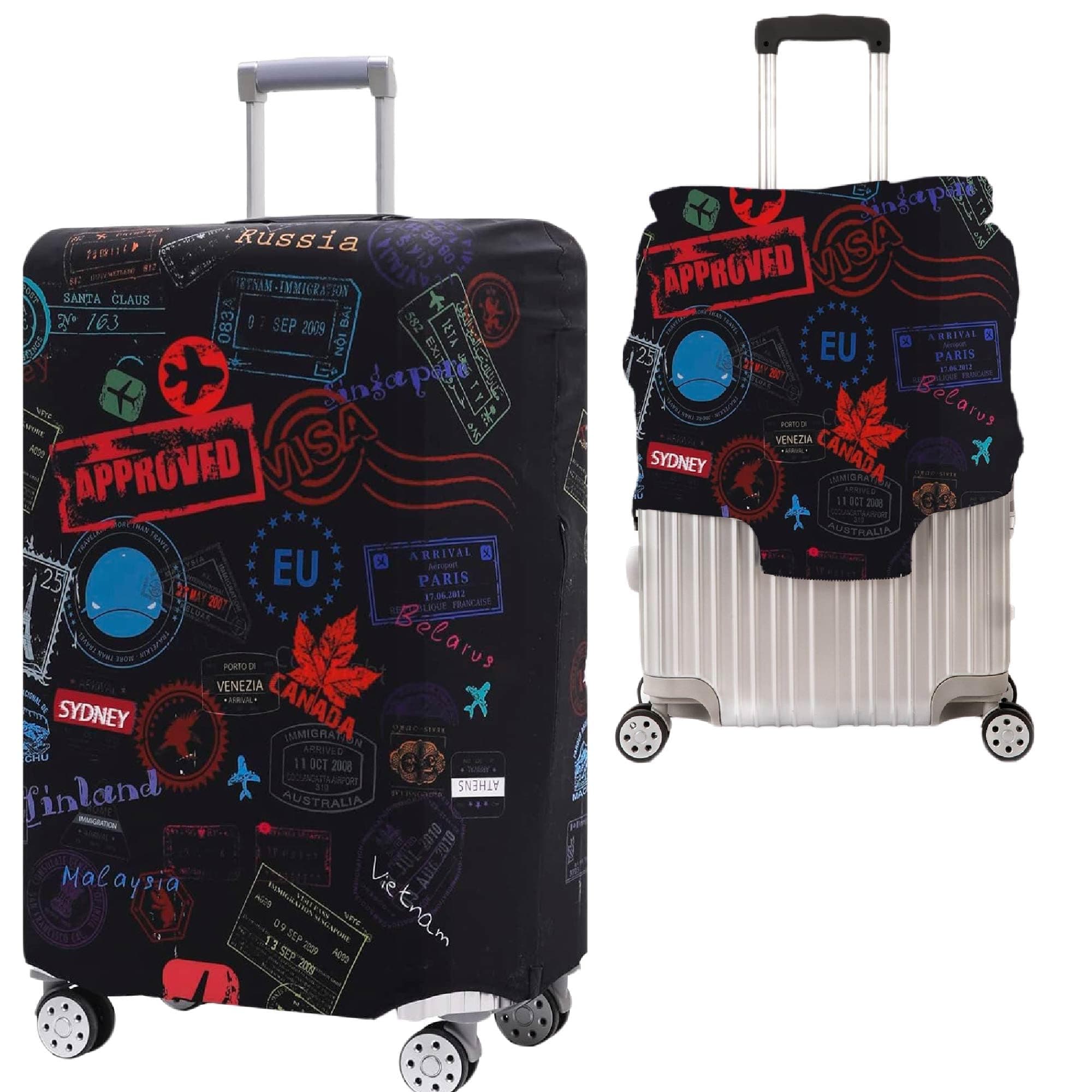 Handcuffs Luggage Cover Trolley Travel Covers, Washable Dust Proof Anti-Scratch Suitcase Protector (Multi Color-1, XL (31"-32"))