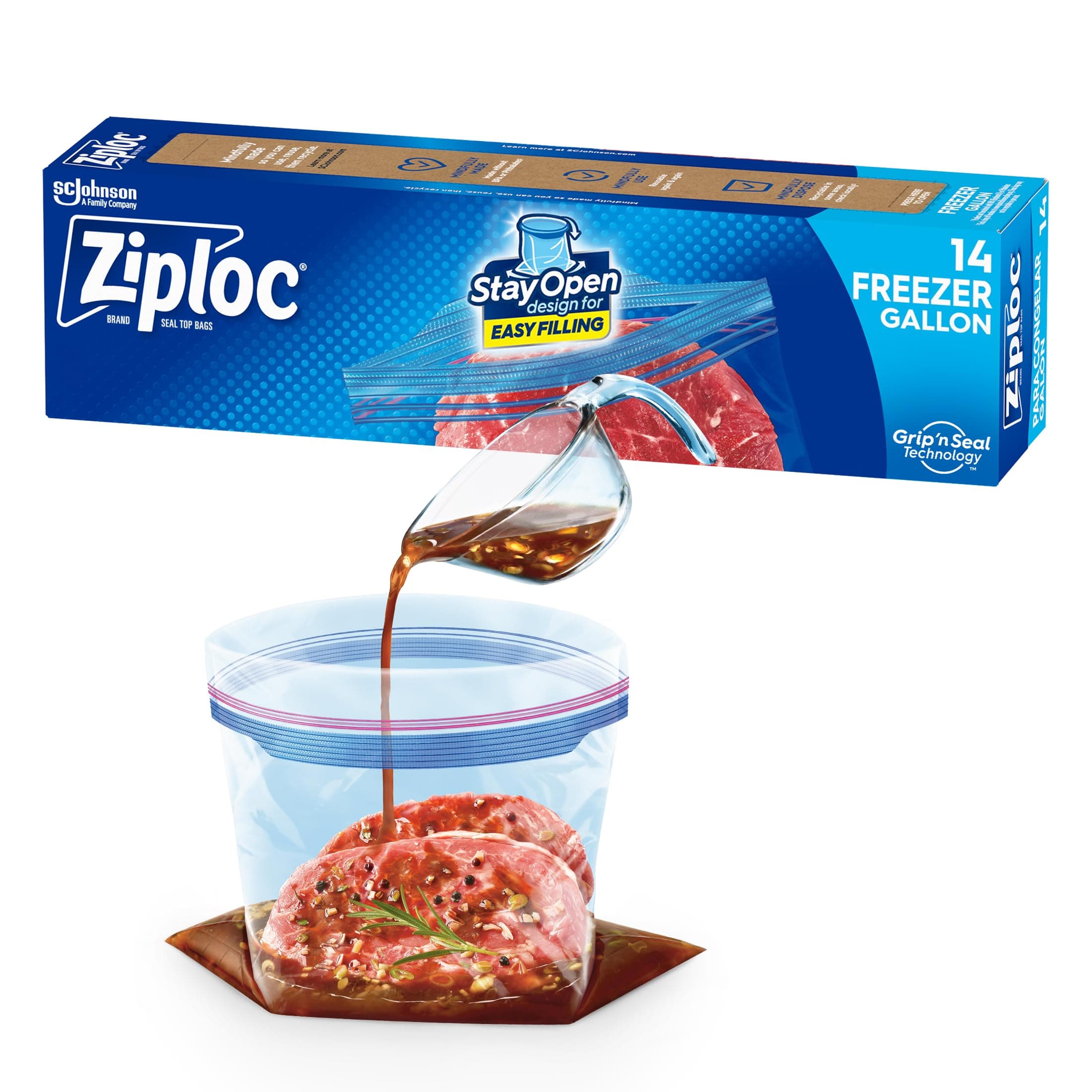 Ziploc Bag Freezer Heavy Duty Double Zipper, 14 count