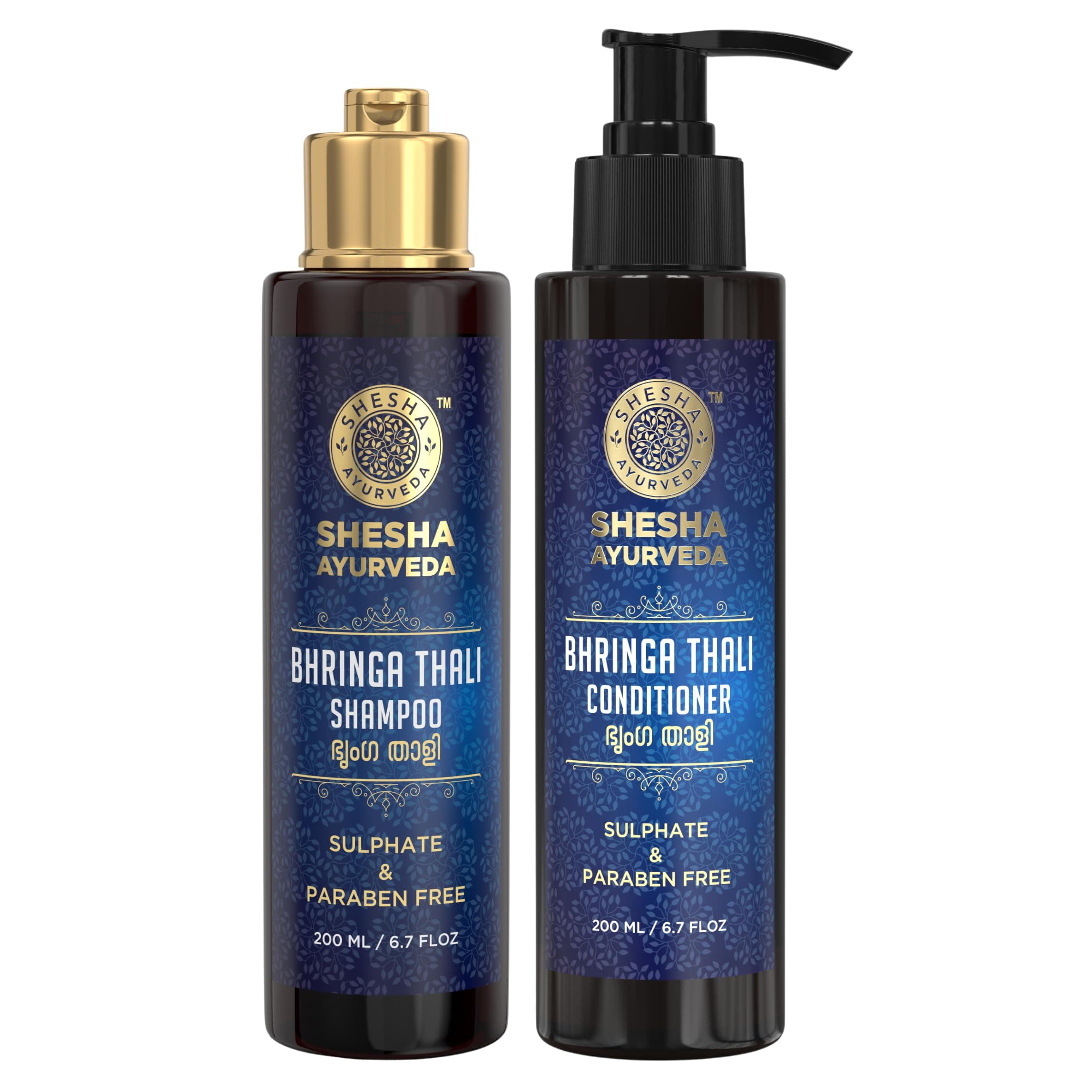 Shesha Ayurveda Bhringa Thali Ayurvedic Shampoo & Conditioner Combo Kit (Sulphate & Paraben Free) 200 ML Each