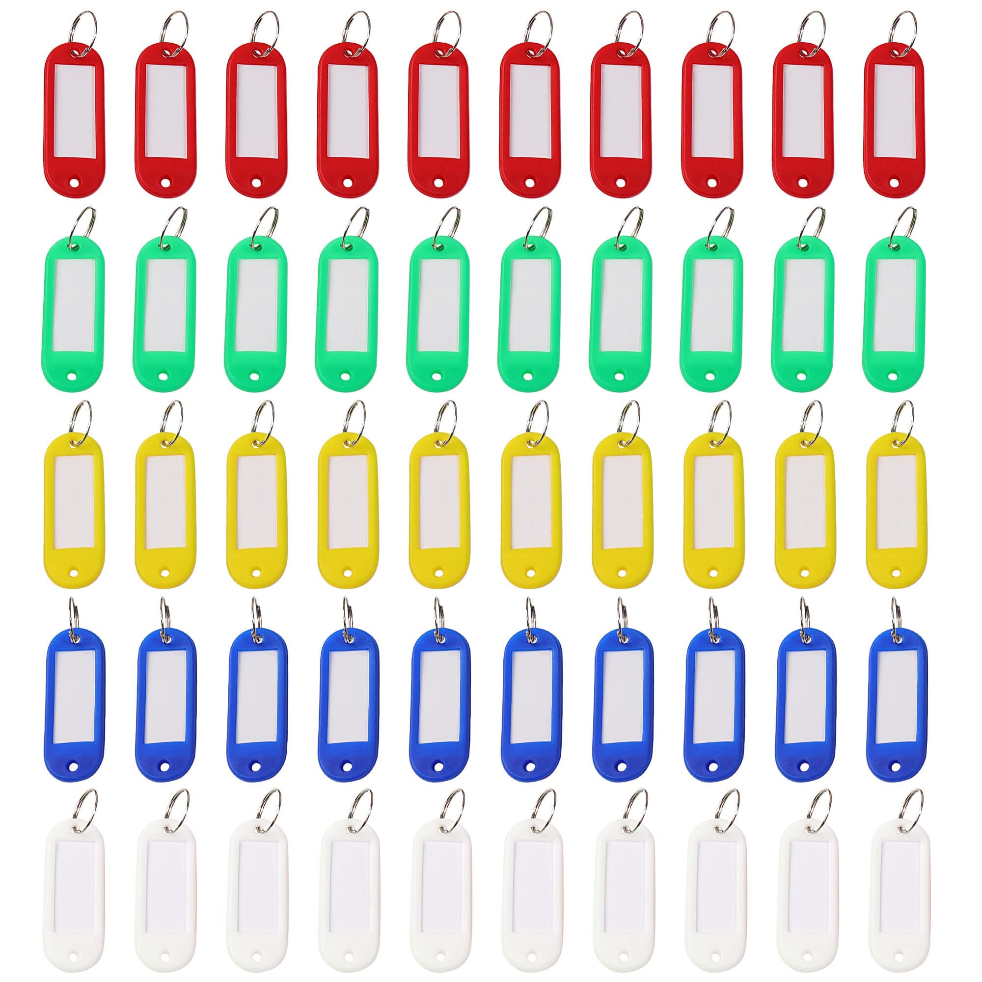 Como 50 Pcs Assorted Color Key ID Label Tags Split Ring Keyring Keychain