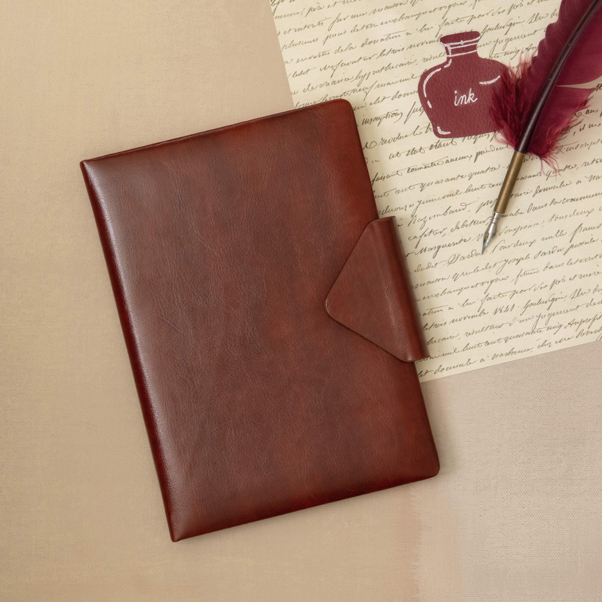 REGAL Timeless Charm A-5 PU Leather Notebook Diary Journal with Magnetic Flap Closure and Pen Holder, 192 pages, 80 gsm - Deep Brown