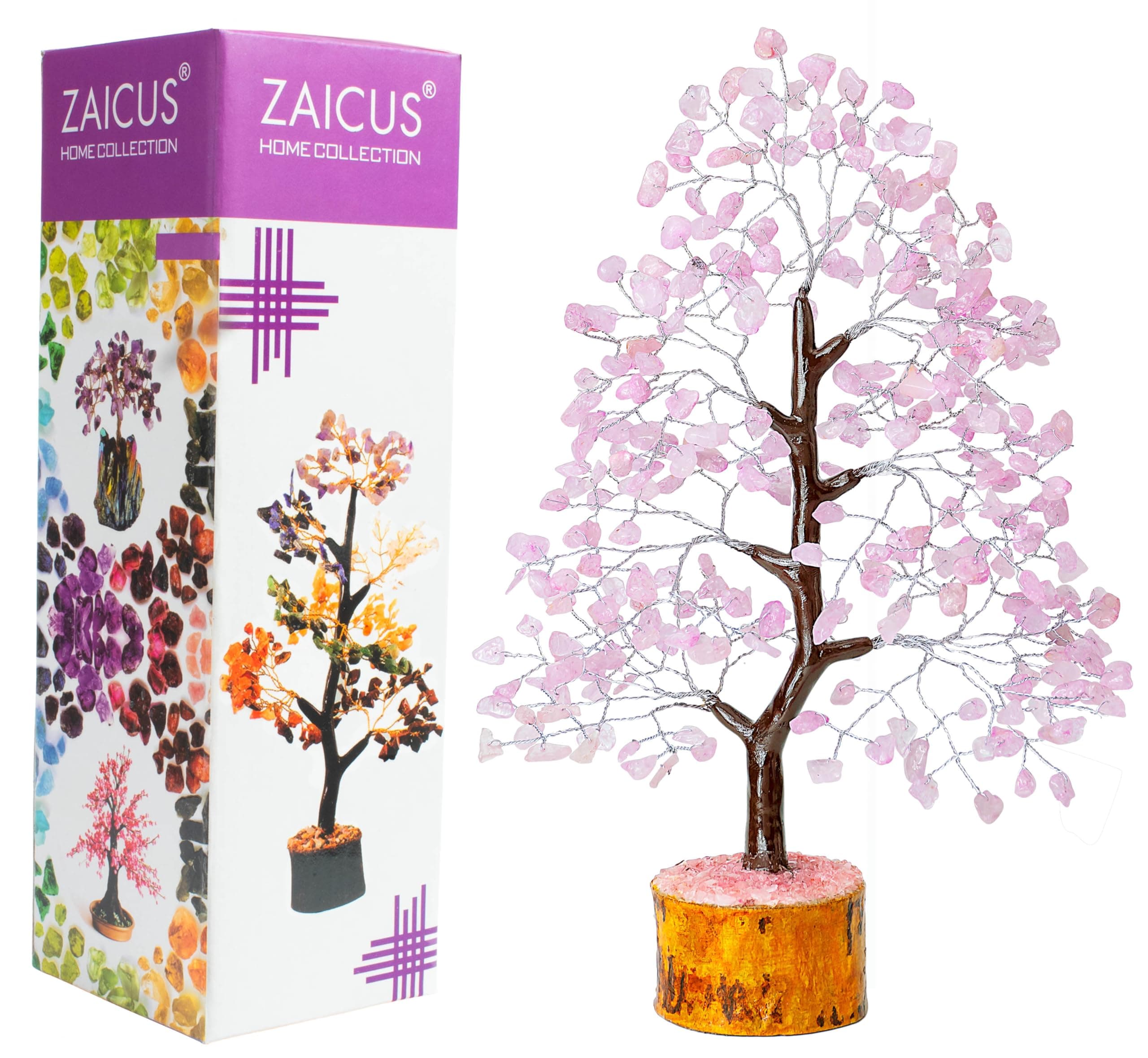ZAICUS Rose Quartz Crystal Gemstone Tree for Love & Harmony – Home Décor Showpiece for Living Room - Birthday, Marriage Gift Item for Home Decoration