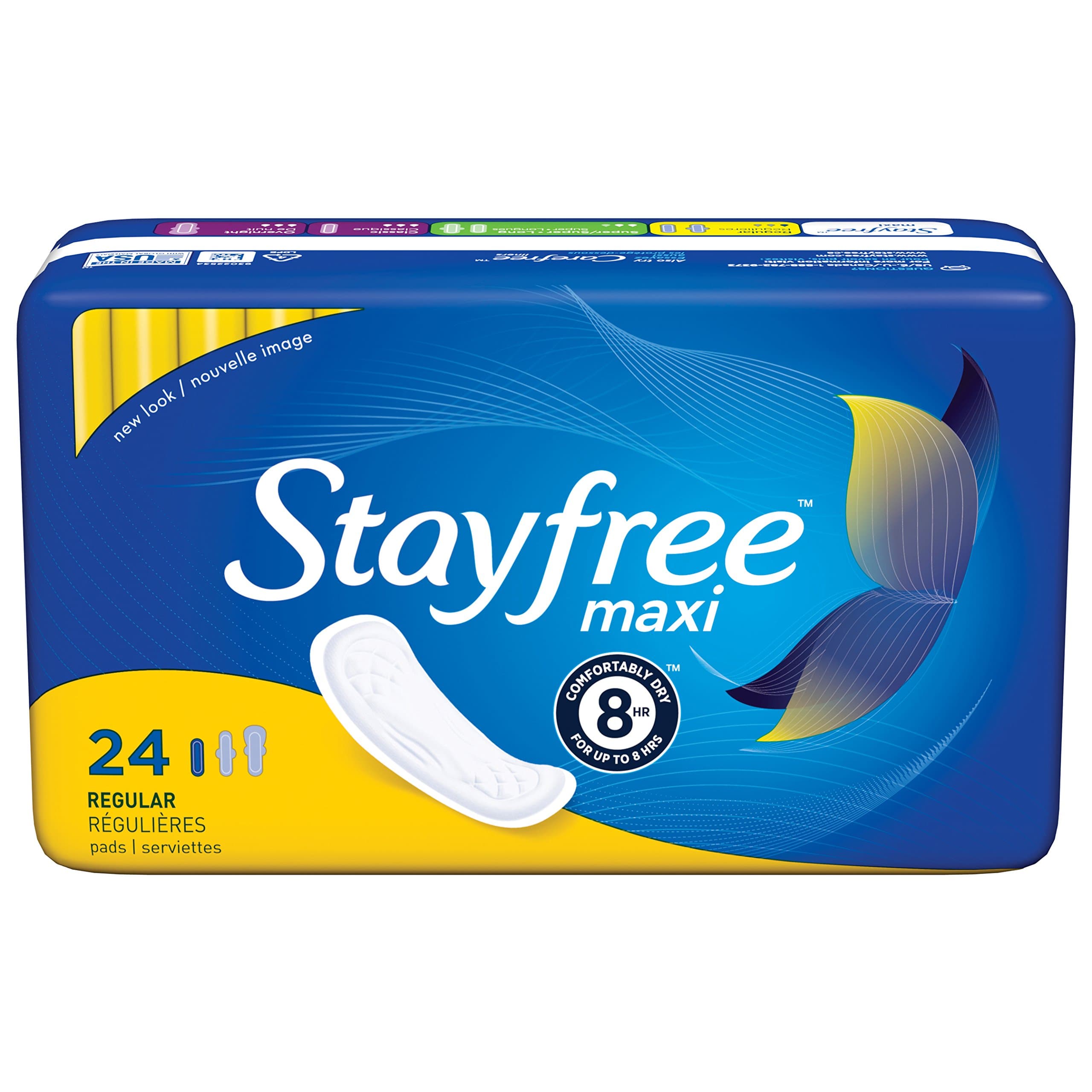 Stayfree Regular Maxi Pads, Heavy Protection, 24 ct