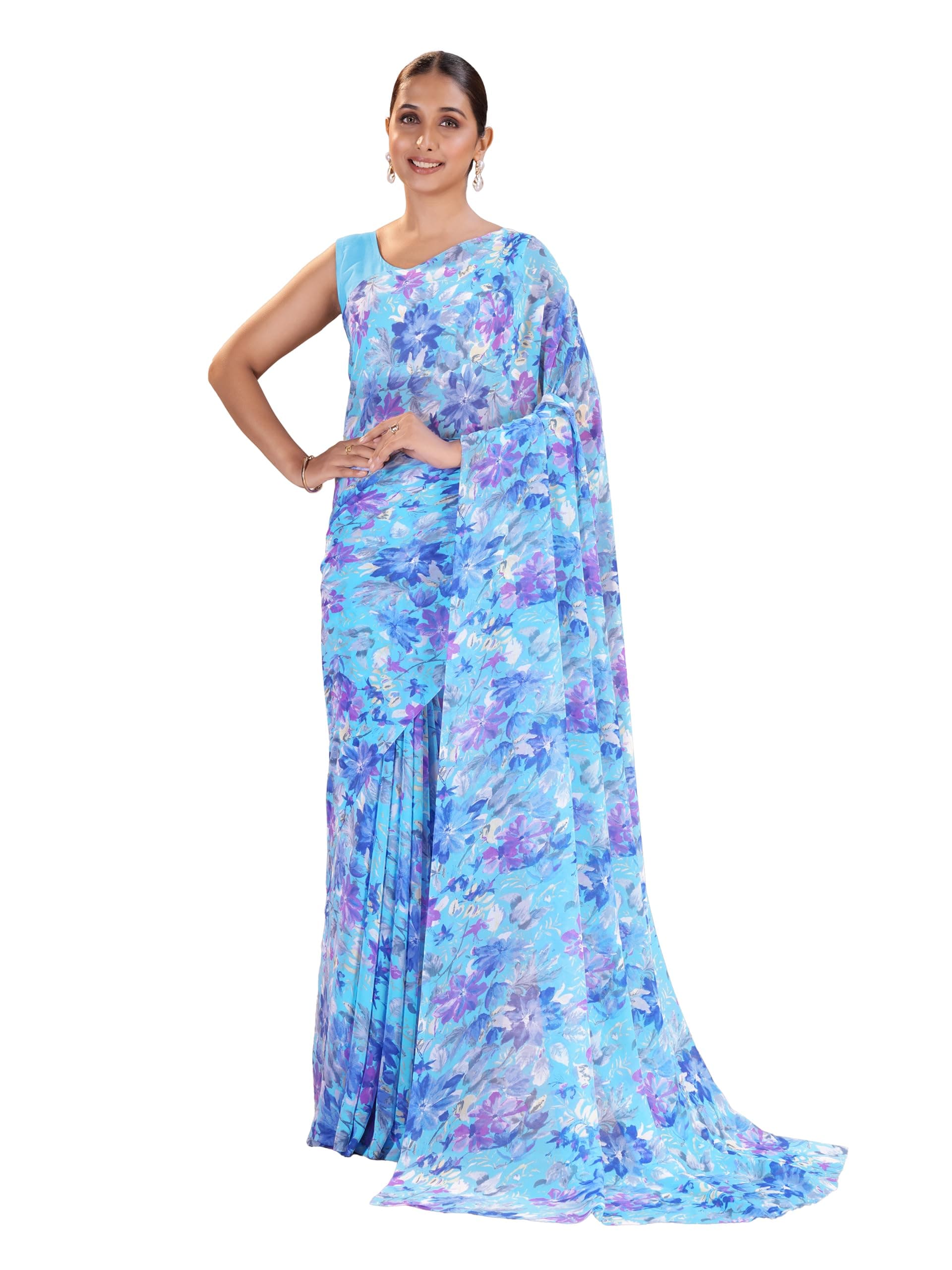 Garden Vareli Floral Print Georgette Saree