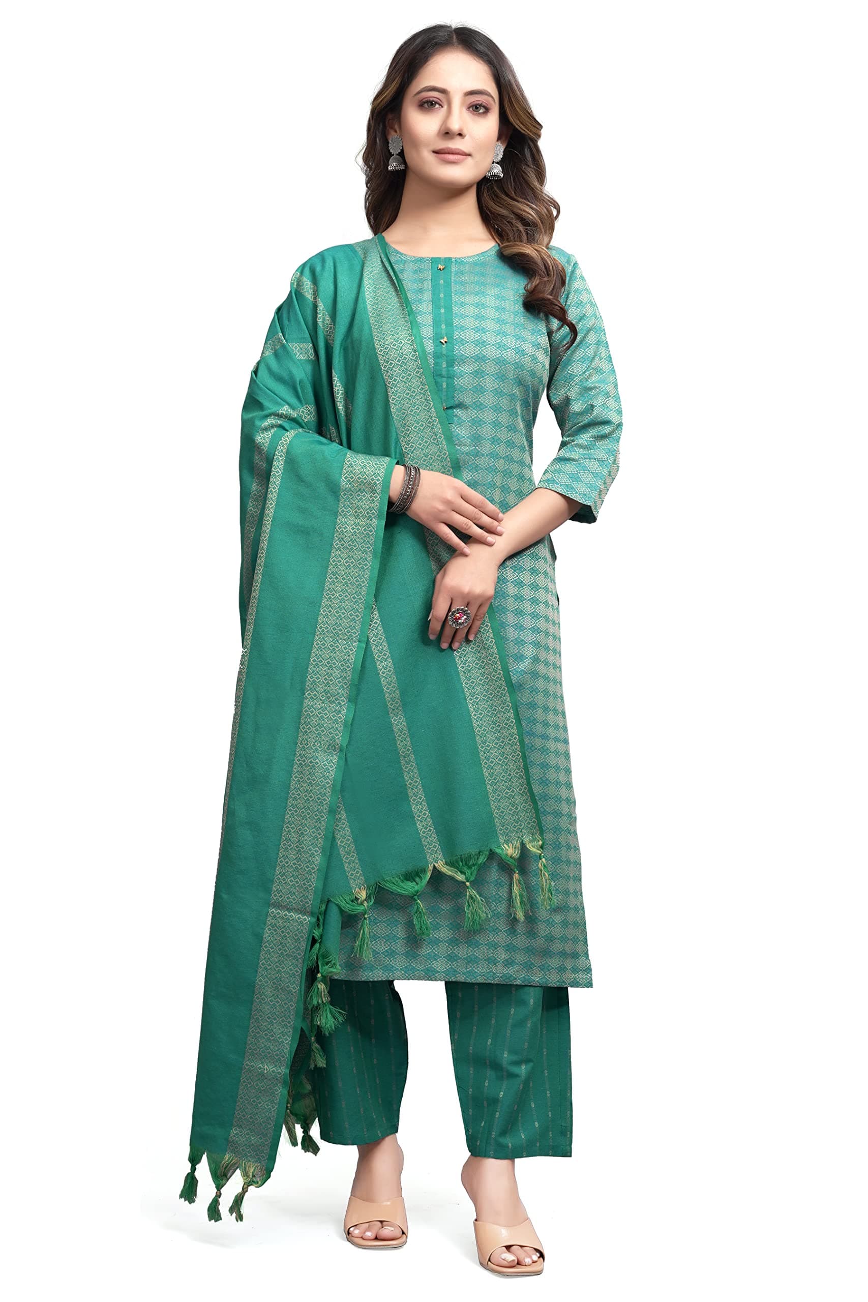 FASHIRE Women's Cotton Kurta and Pant Set with Dupatta.