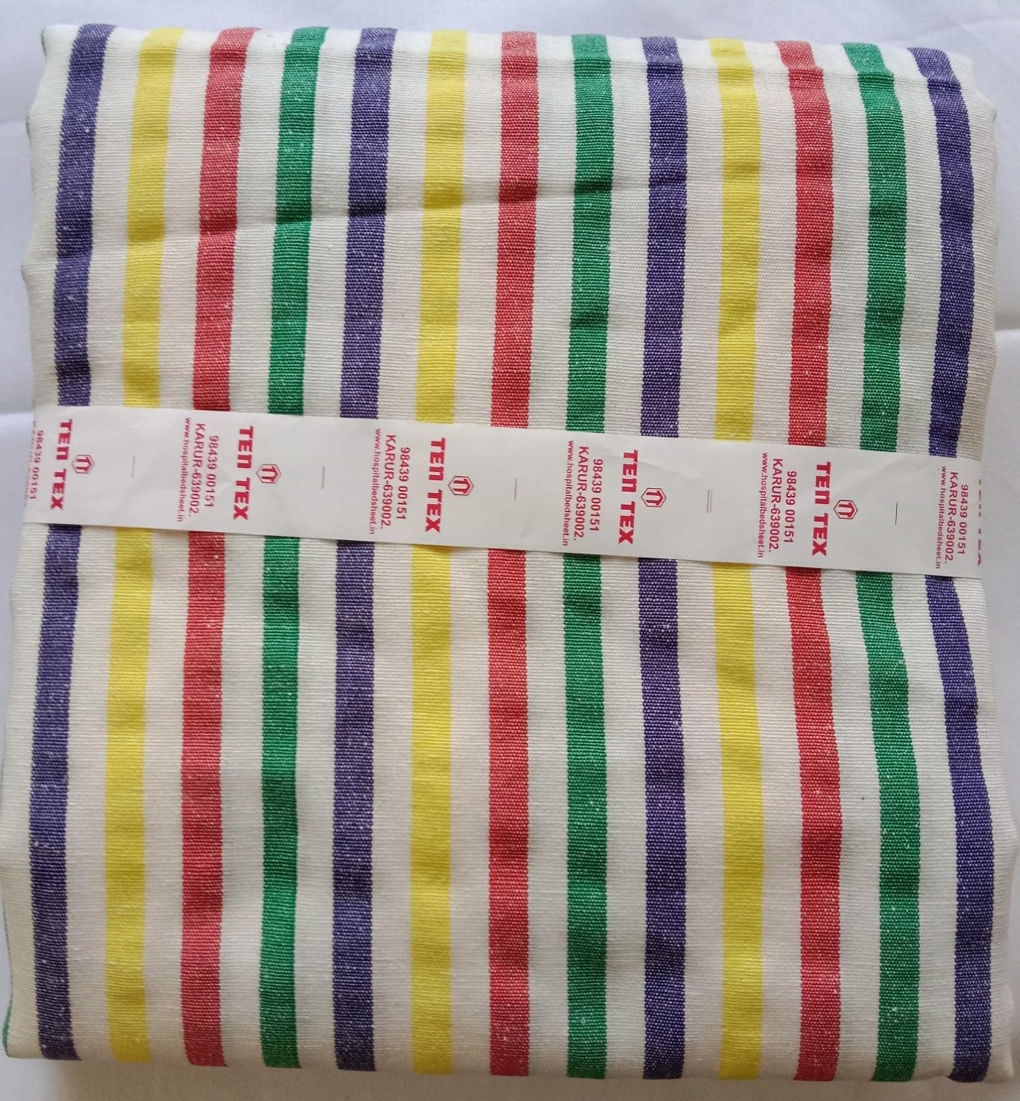 Ten Tex Hospital furnishing 1Set Bed Sheet pillow cover(striped) in Cotton feel (60 x 90) for Hospital (Blue)