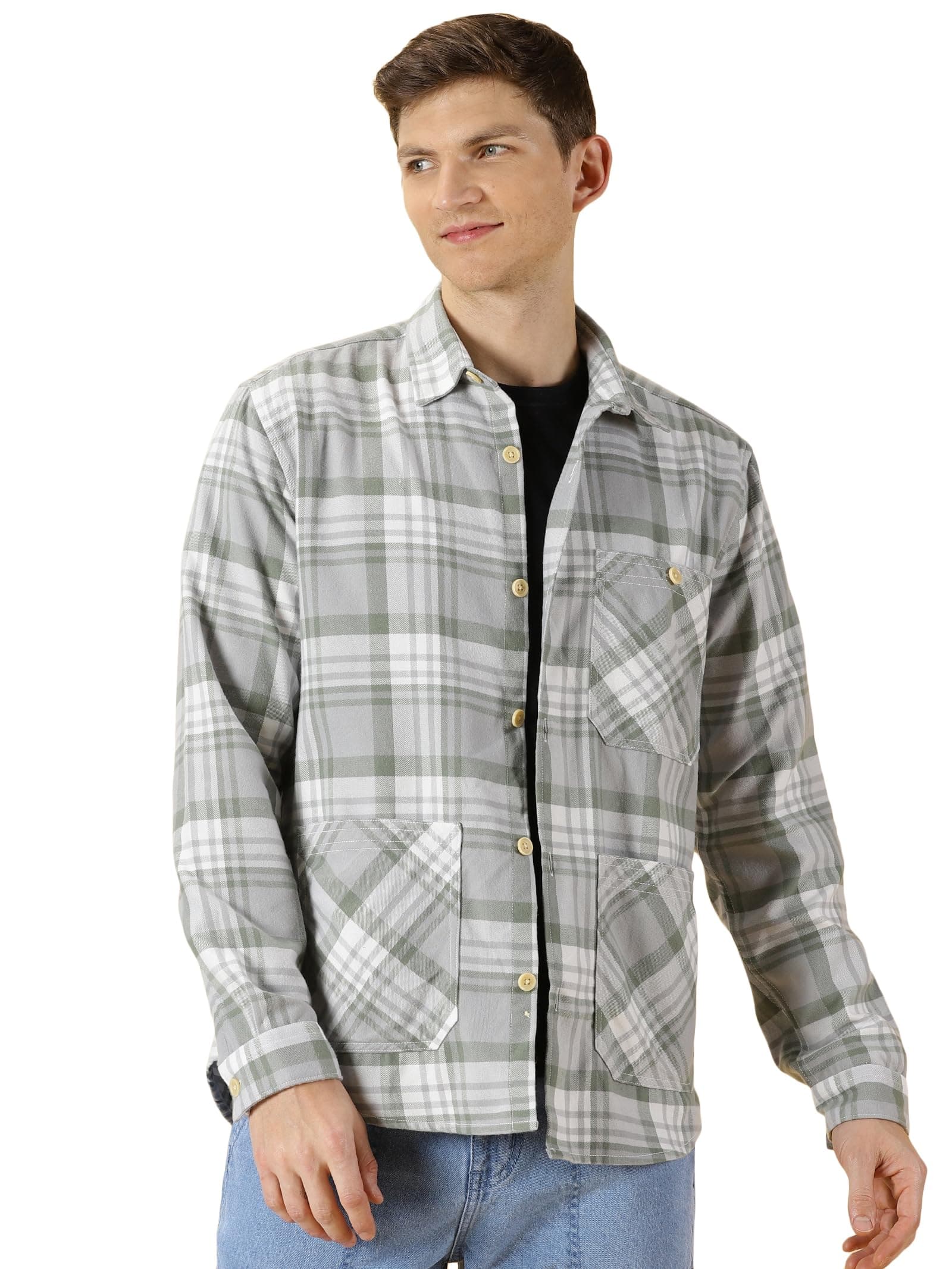 Thomas Scott Men's | Checks | Full Sleeve | Regular Fit | 100% Cotton | Single Pocket | Spread Collar | Casual Shirt