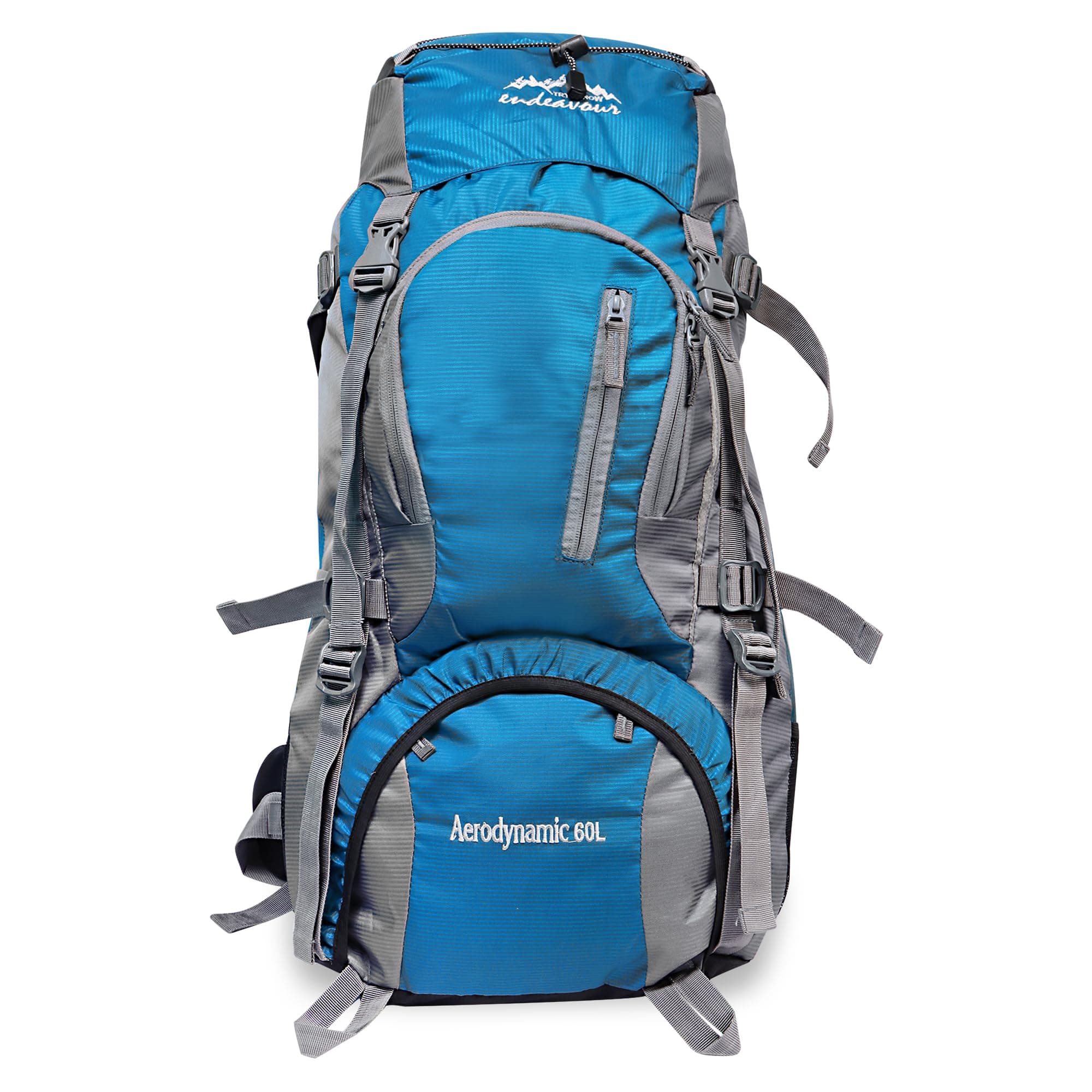 Endeavour Aerodynamic 60 Ltr Rucksack for Trekking and Travel | Laptop Sleeve | Water Repellent | Rain Cover | 2 Year Warranty