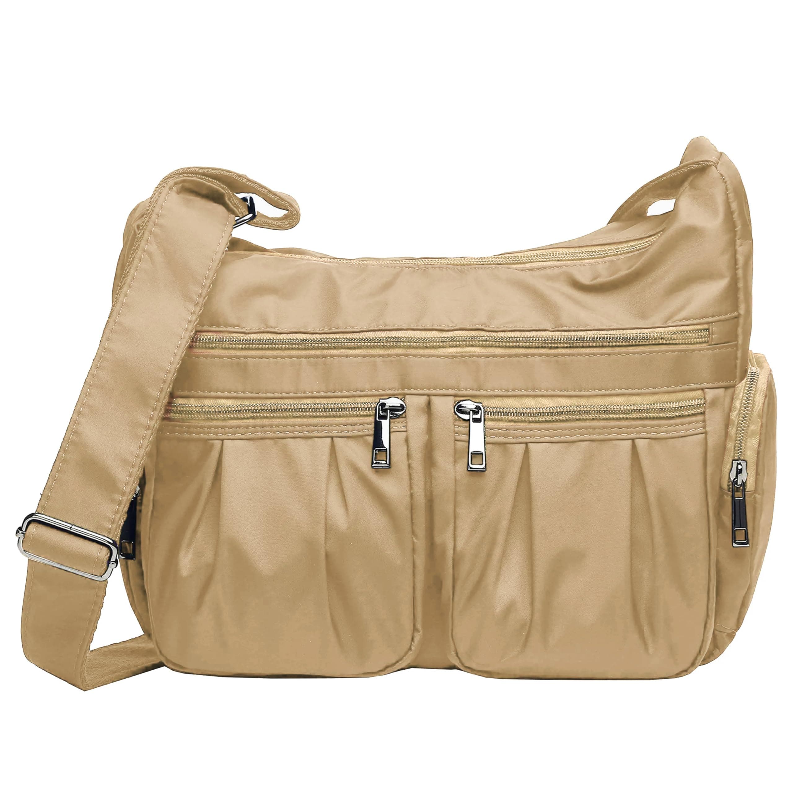 Crossbody Bags for Women, Multi Pocket Shoulder Bag Waterproof Nylon Travel Purses and Handbags (8981_Khaki)