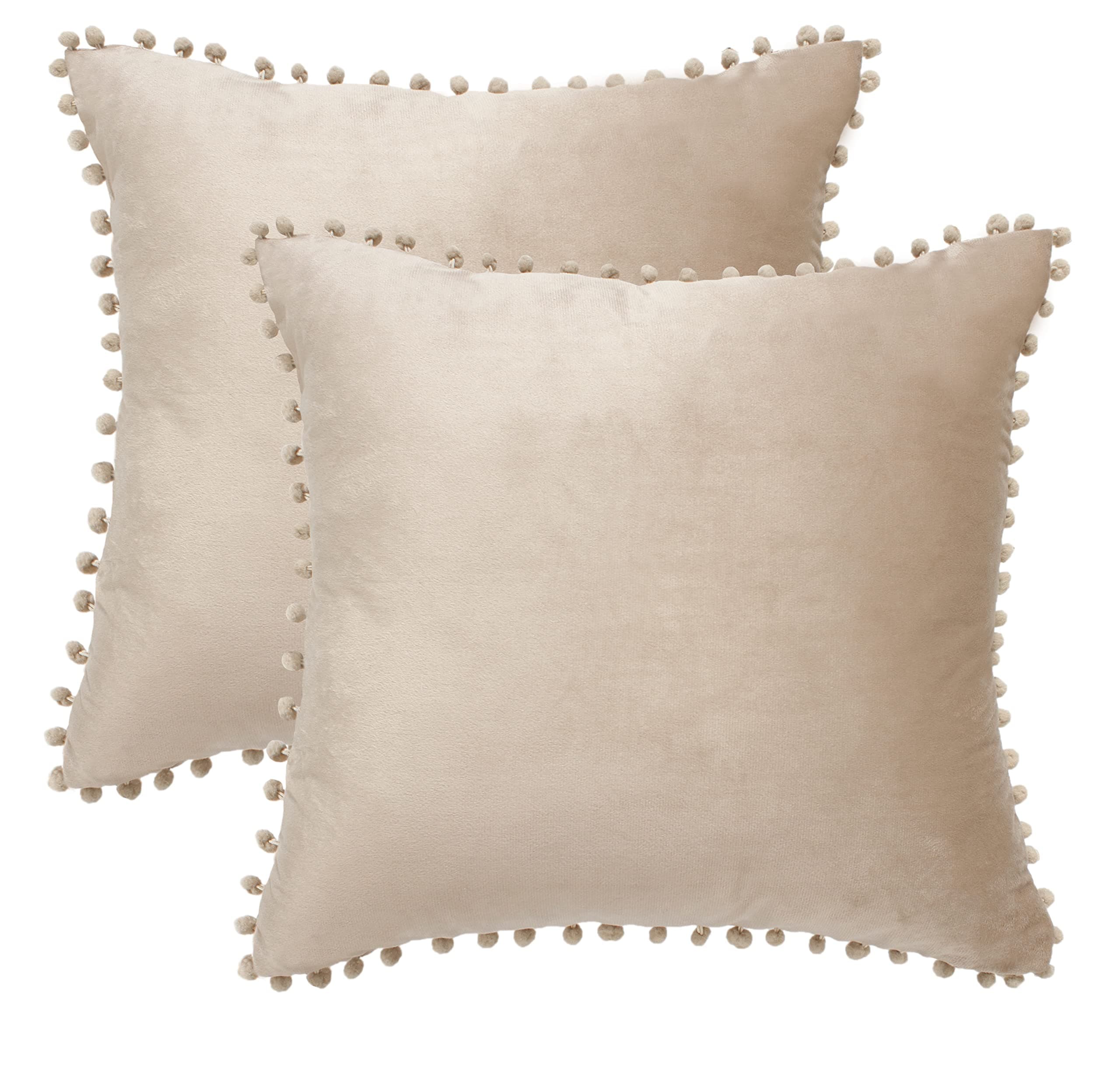 Amazon Brand - Umi Velvet Pompom Cushion Cover Throw Pillow Covers for Sofa Living Room or Home Decor in Color
