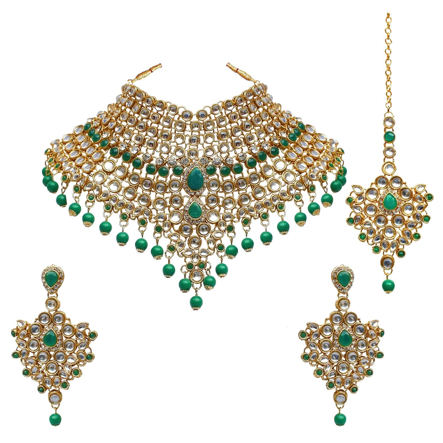 Lucky Jewellery Jewellery Set for Women (Green) (1650-L1SK-KD124-G)