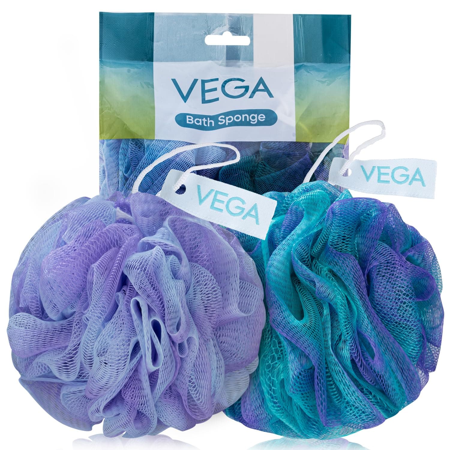 VEGA Duo Splash Bath Sponge Bath Loofah for Men & Women | Soft Exfoliating Body Scrubber | Gentle Shower Pouf Sponge for Dead Skin Removal & Smooth Skin | Premium Bath Loofah Pack of 2 (BA-3/37)