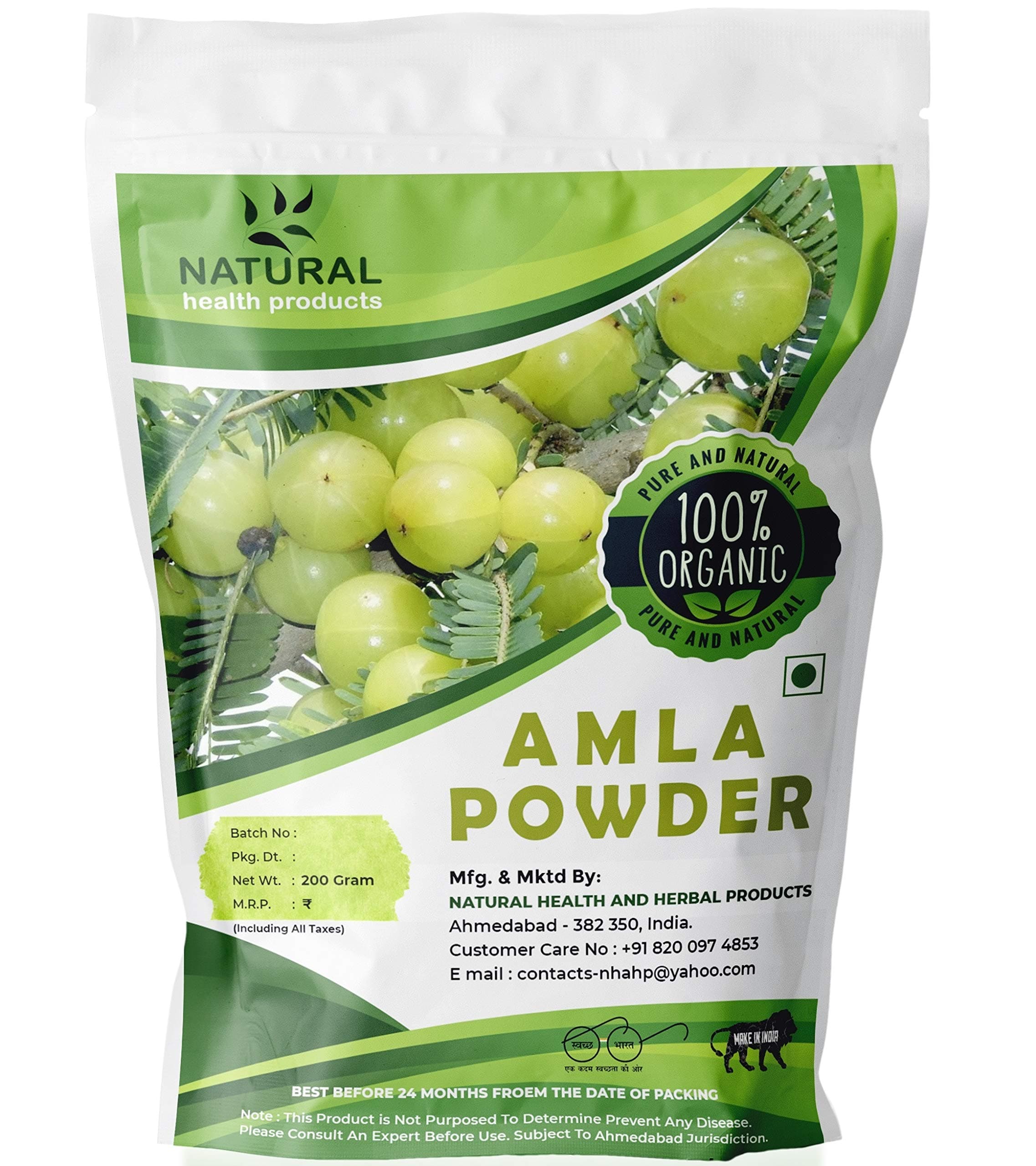 Natural Health Products Amla Indian Gooseberry (Emblica Officinallis) Powder For Hair Growth & Skin Care, 200 g