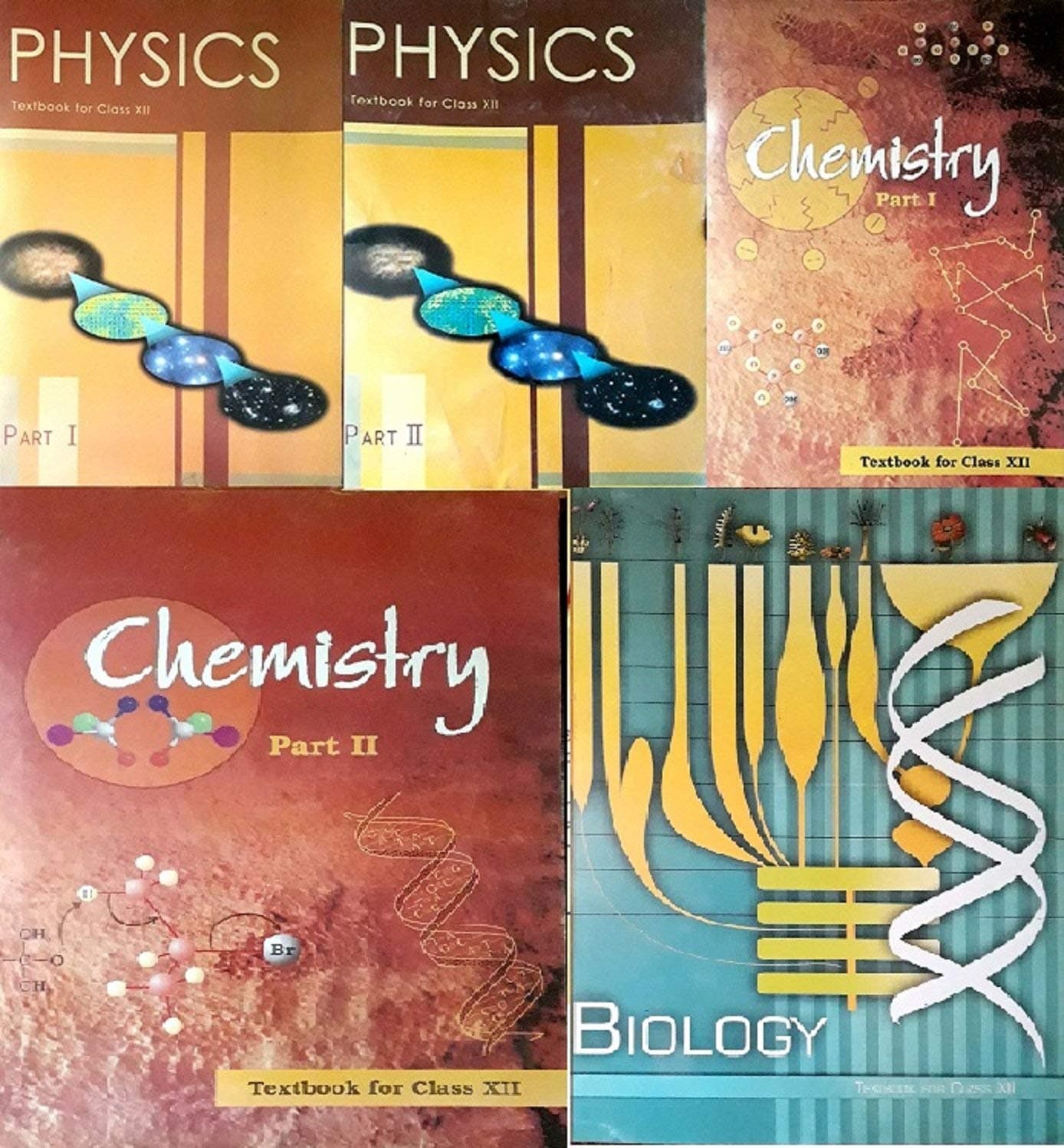 NCERT textbooks class 12th physics part 1&2 chemistry part 1&2 and biology 2025-26 Edition (pack of 5 books)