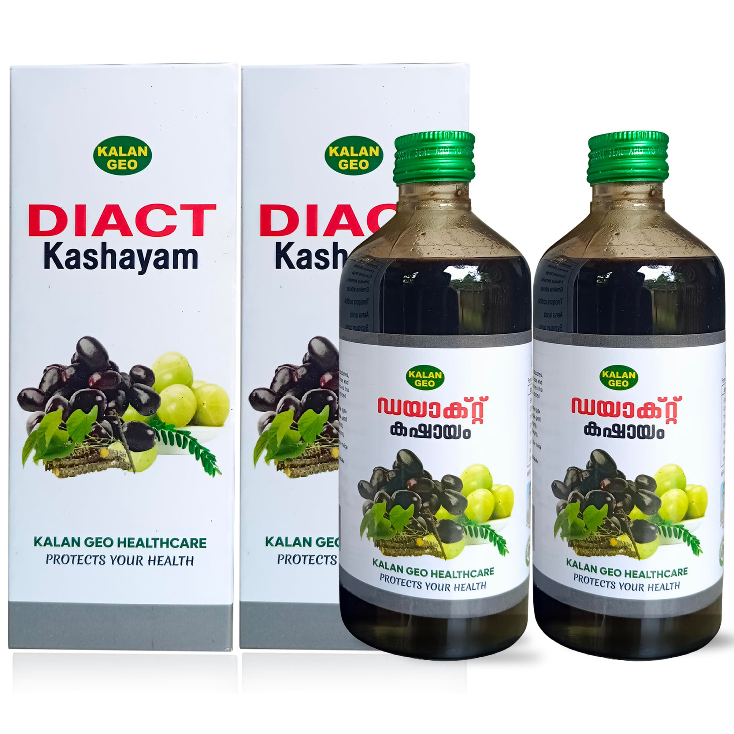 Kalan Geo Diact Kashayam | Diabetes Care Herbal Drink with Amla | Supports Blood Sugar Control & Immunity | Ayurvedic Tonic for Men & Women | Natural Sugar Balance Supplement (450ml x 2 Bottles)