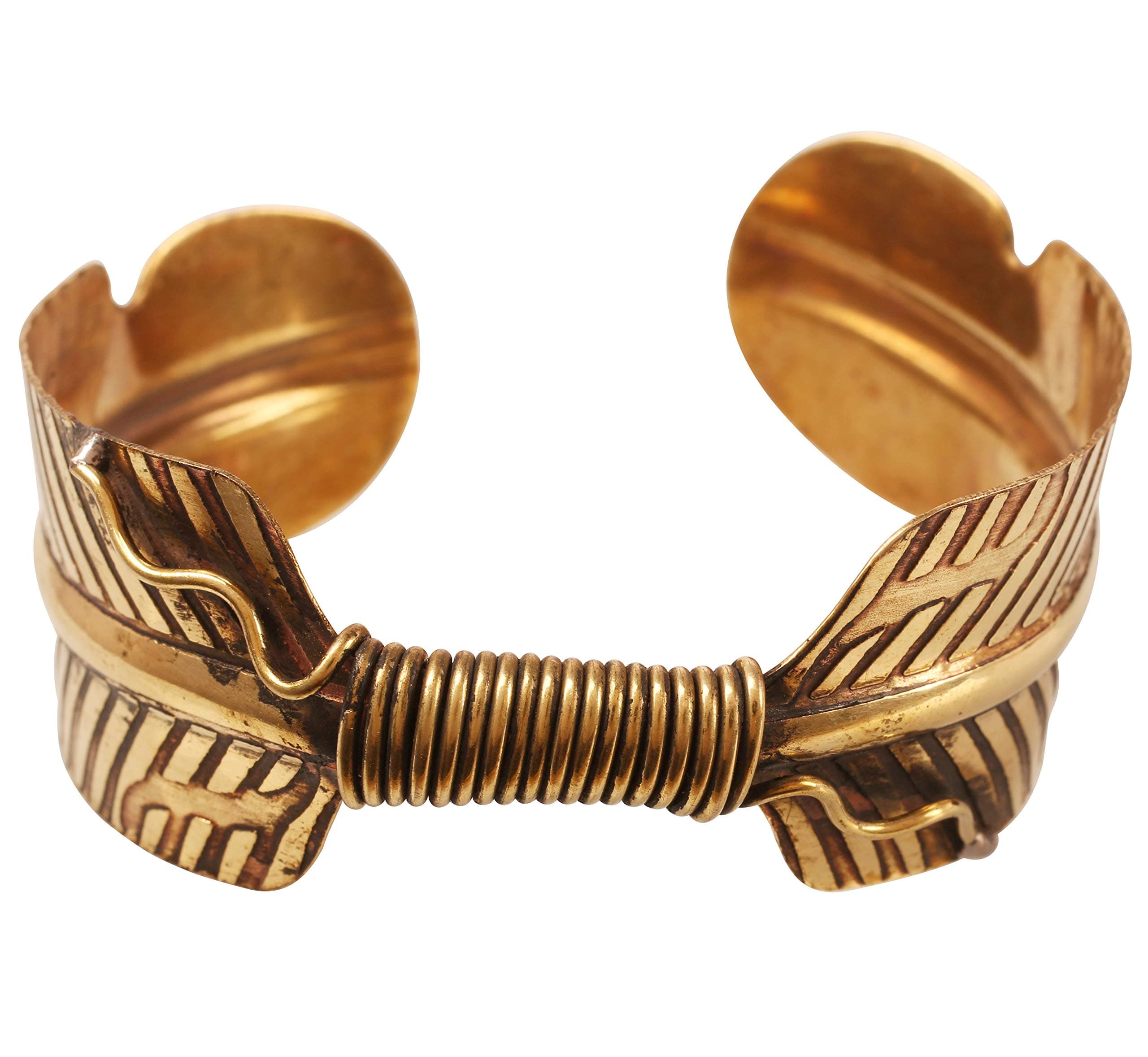 NEW! Touchstone Indian Bollywood Brass Base Enchanting Artistic Hand Peeled Petals Awesome Look Light Weight 1 Inch Bracelet in Antique Gold Tone for Women.