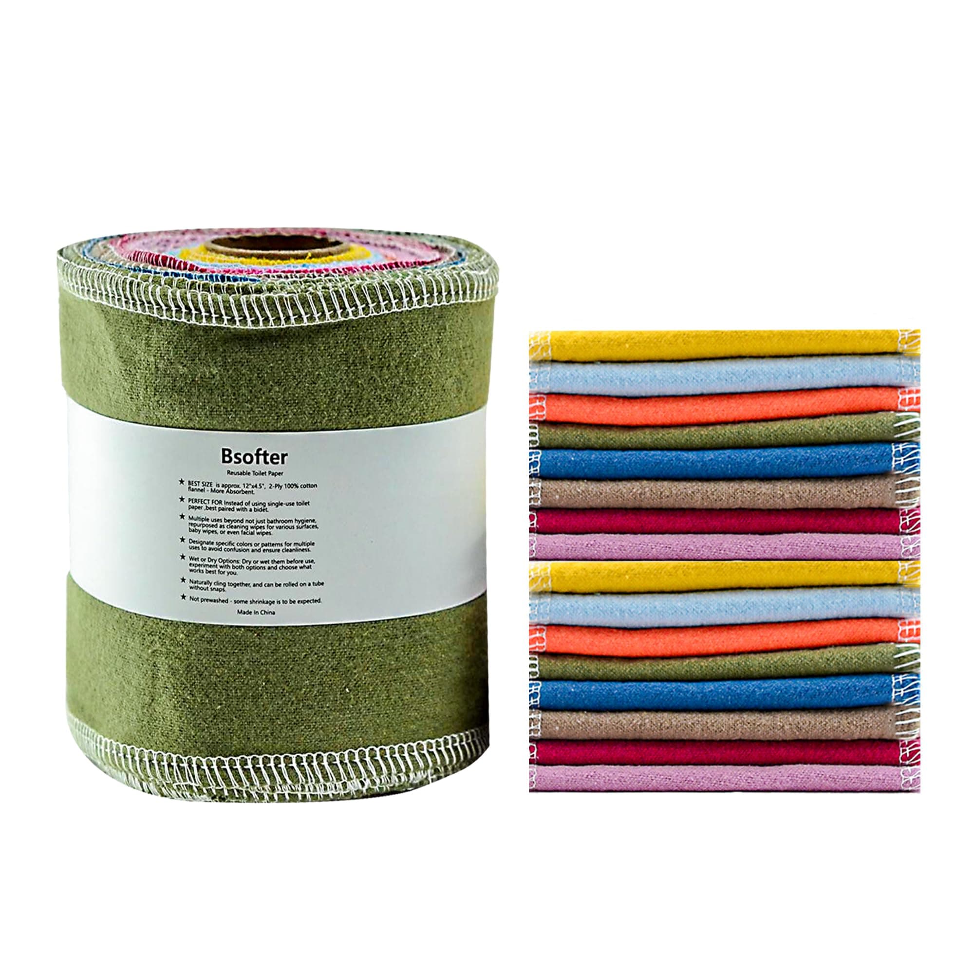 Bsofter Reusable Toilet Paper Rolls – 28 Pcs Reusable Toilet Paper Washable Toilet Tissue Camper RV Toilet Paper 2 Ply Paperless Tp Cloth Bidet Towels Reusable Baby Wipes Alternative