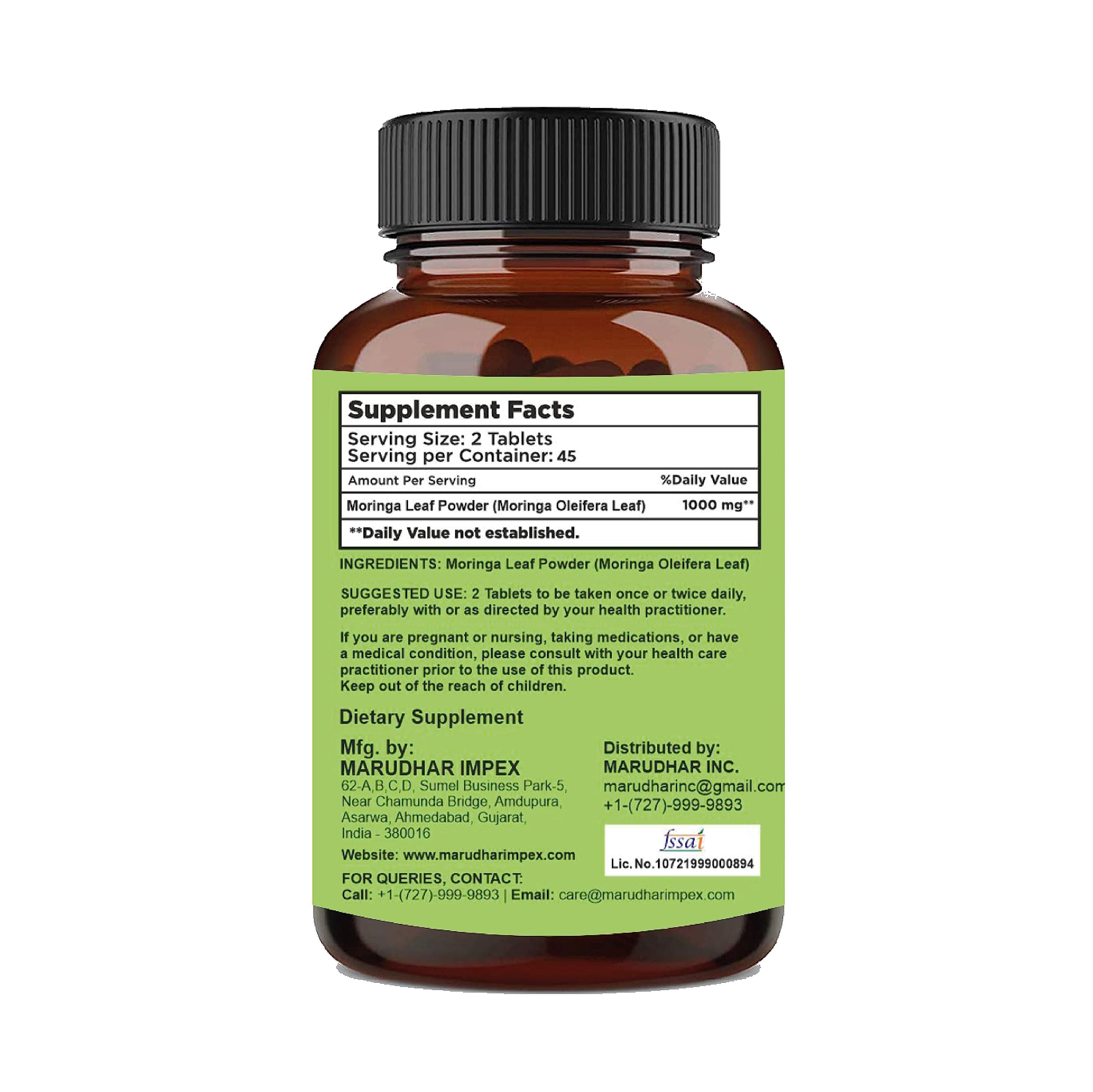 mi nature Moringa Leaf Powder Tablets (Moringa oleifera)| Drumstick Leaves Tablets | Antioxidant, Hydrating and detoxifying | Dietary Supplements| 500mg X 90 Tablets, 45 Day supply