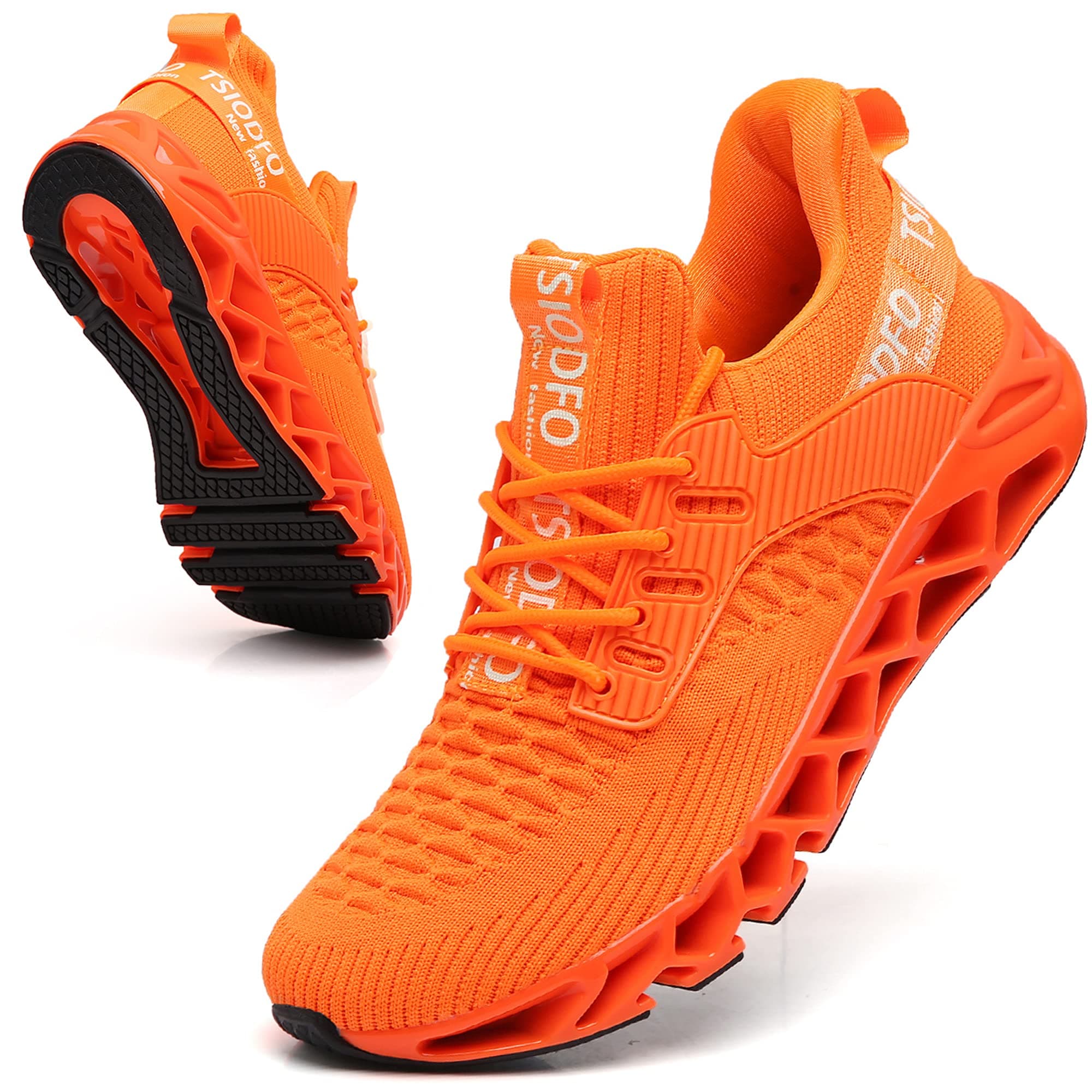 SKDOIUL Men Sport Running Sneakers Tennis Athletic Walking Shoes Mesh Breathable Comfort Fashion Casual Gym Runner Jogging Orange Size 12.5