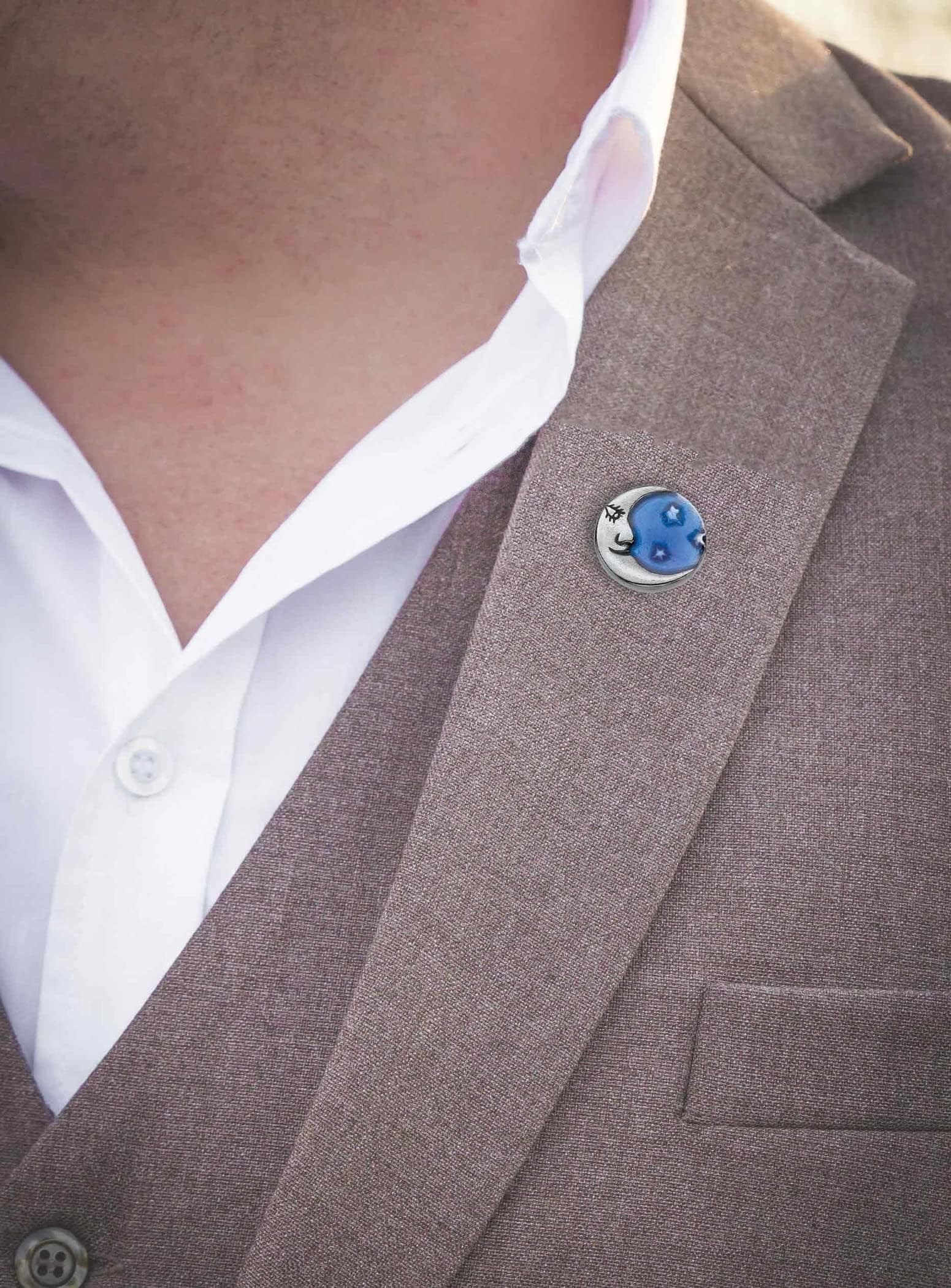 Moon / blue Pewter Scatter Pin