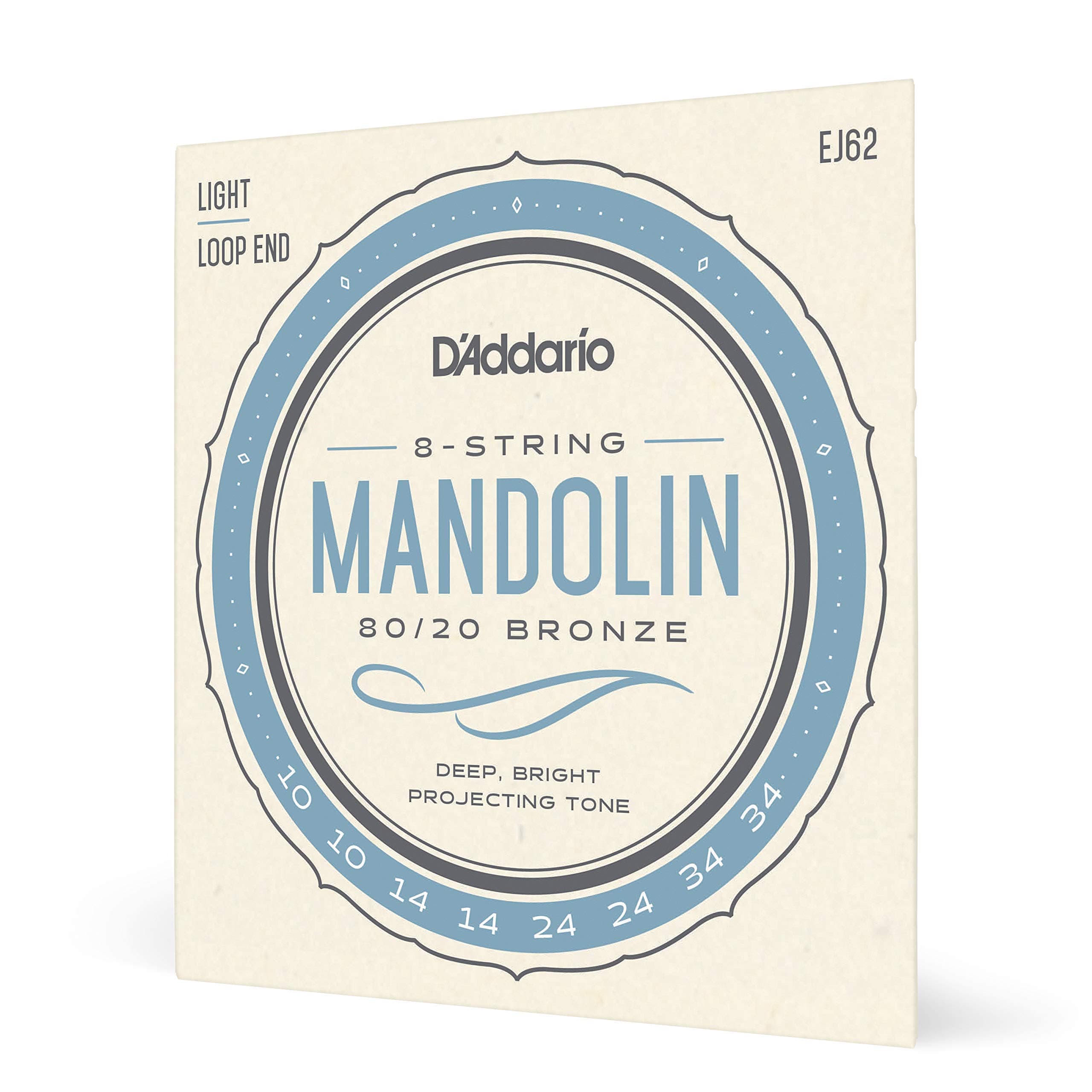 D'Addario EJ62 80/20 Bronze Mandolin Strings, Light, 10-34